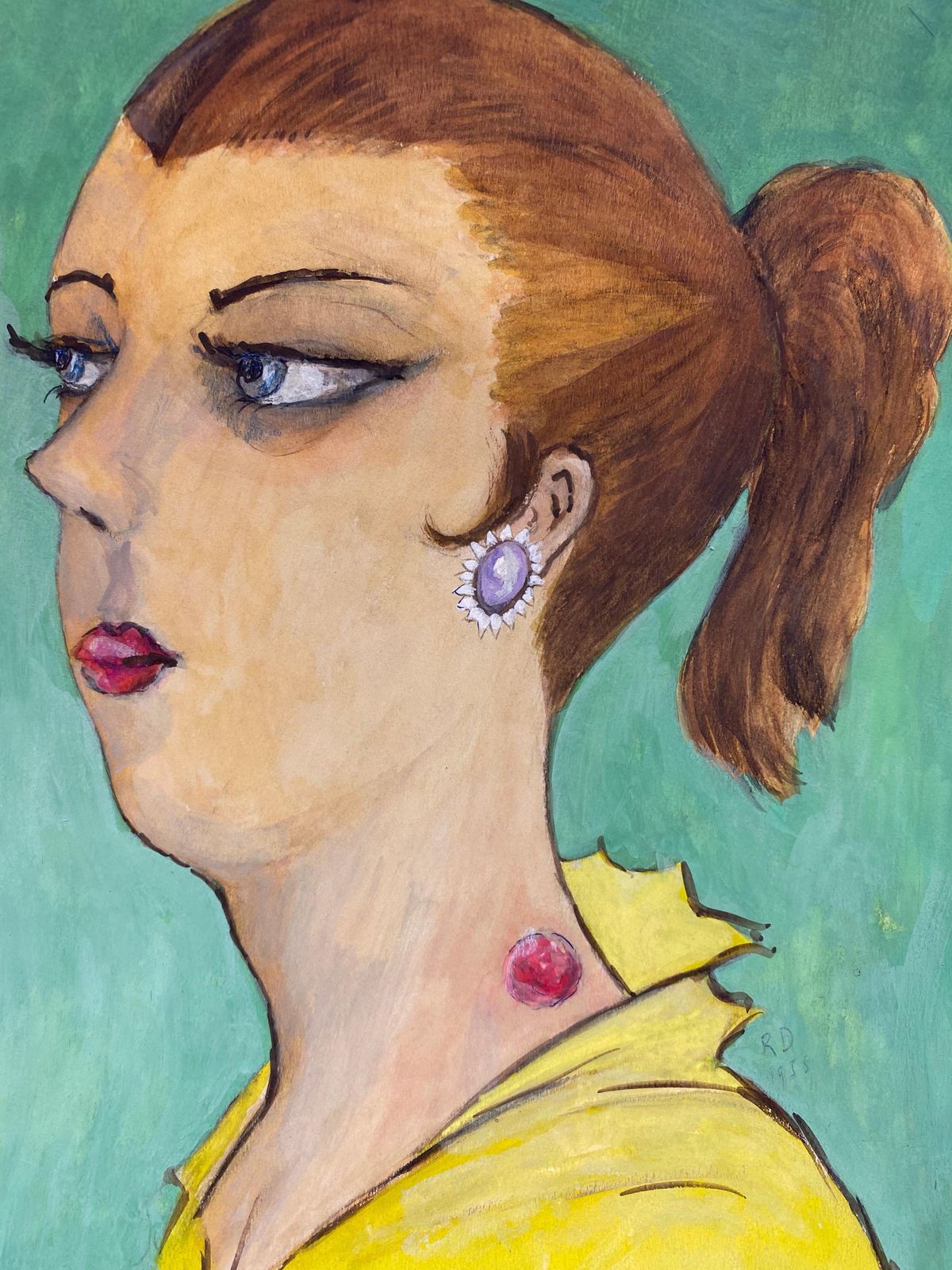 Unknown1960's French Portrait Lady Side Profile Caricaturecirca 1960s photo Art