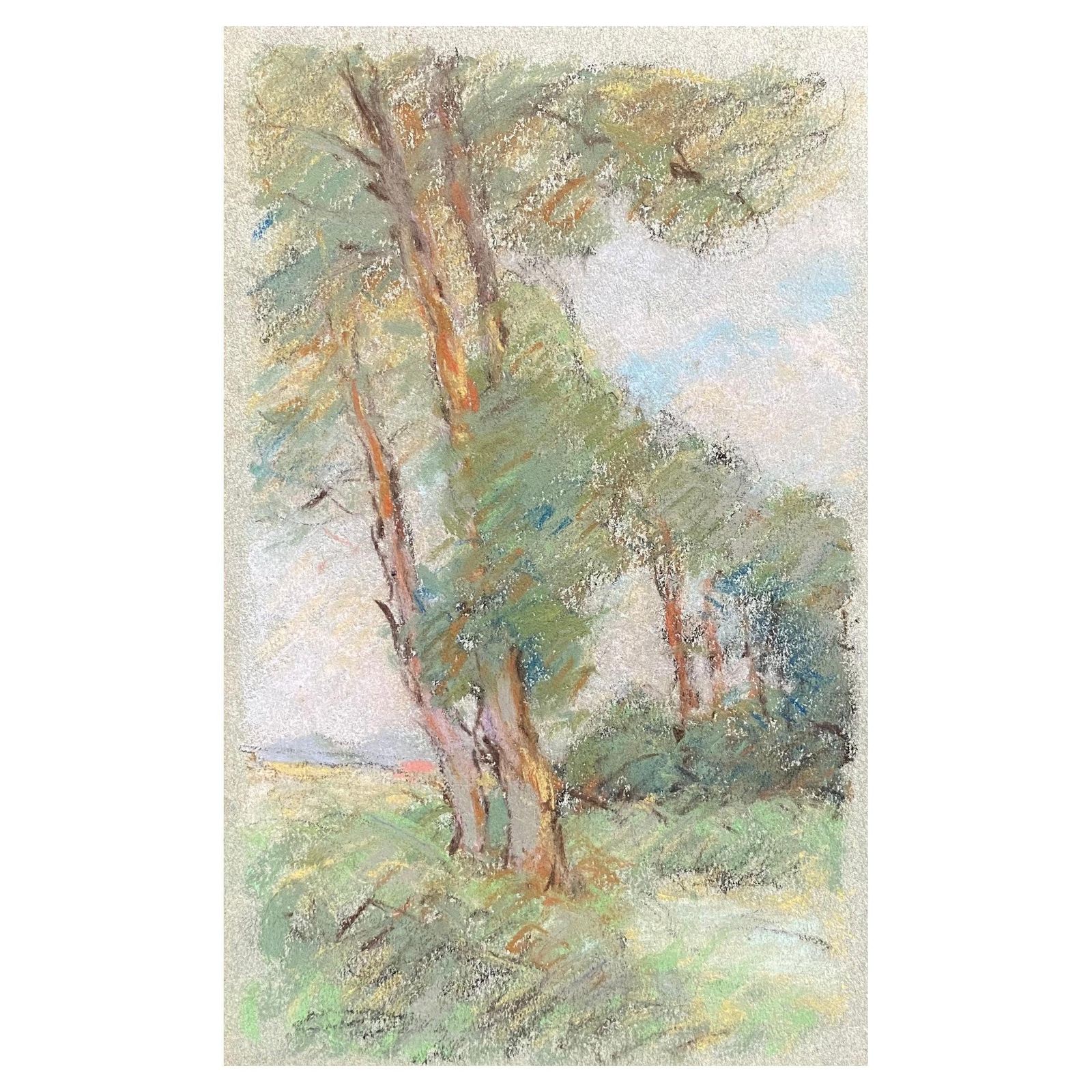 Unknowncamille Meriot French Impressionist Pastel Countryside Wispy Trees In Lanecirca 1940s