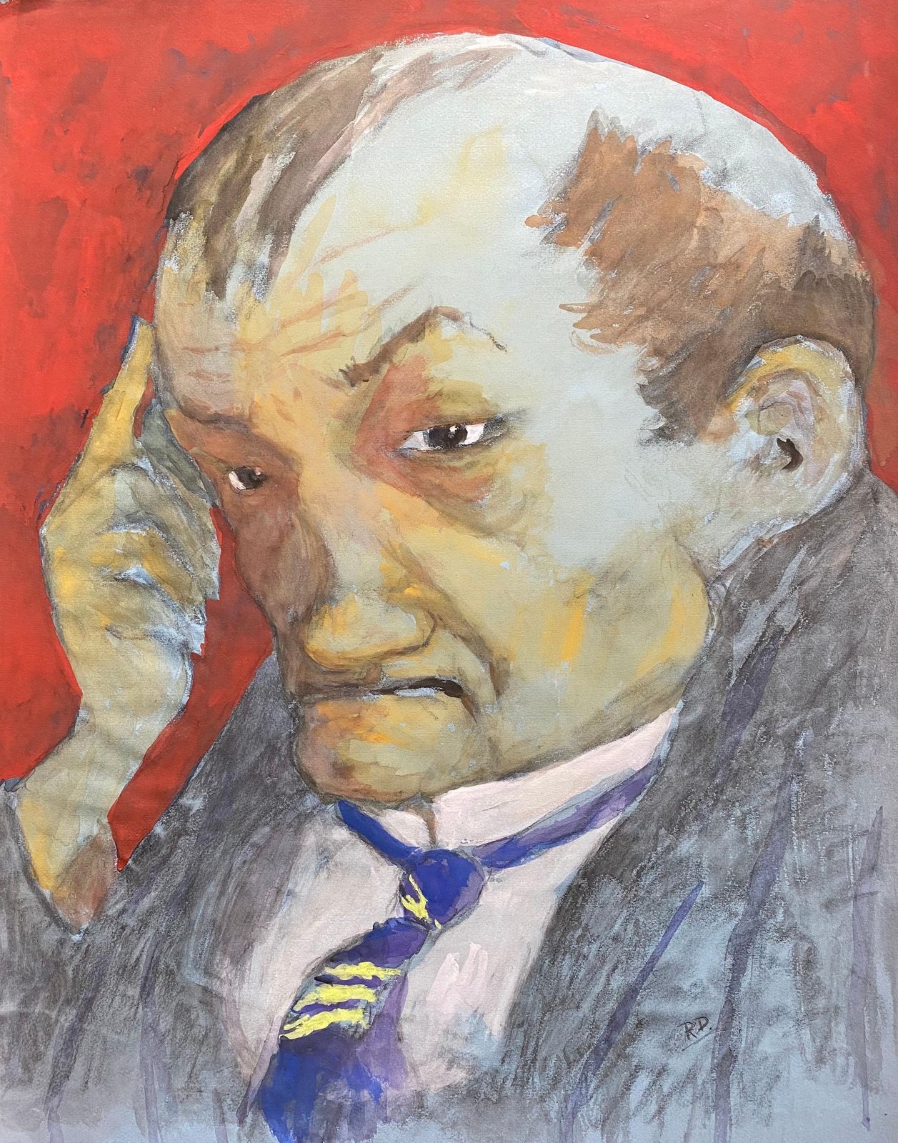 Unknown1960's French Portrait Gentleman In Deep Thought, Caricaturecirca 1960s photo furniture