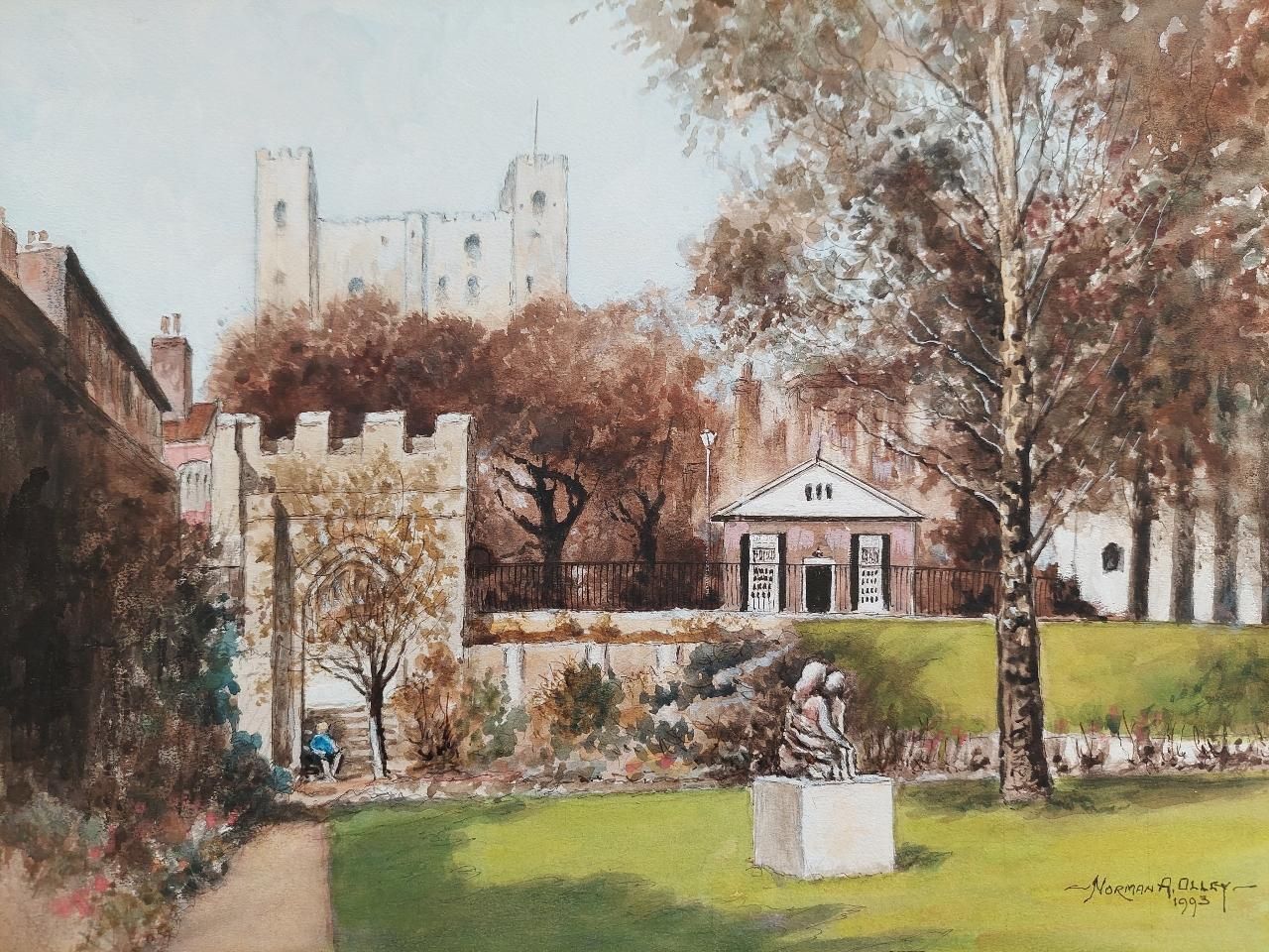 English  School20th Century Traditional English Painting Rochester Castle View, Kent20th Century photo Art