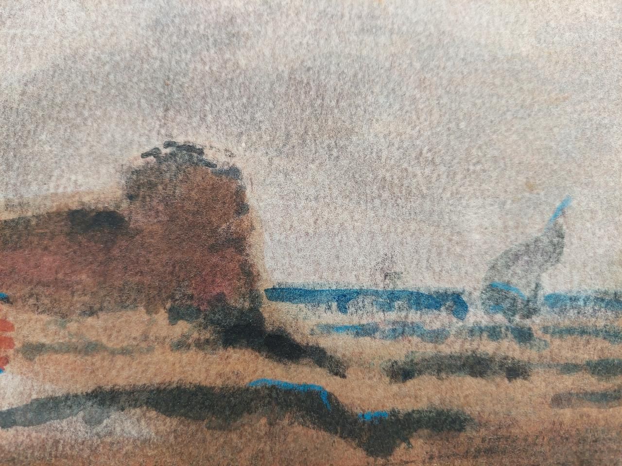 Maurice Mazeiliefrench Modernist Cubist Painting Boat Pulled Up On The Shore20th Century photo 295.0