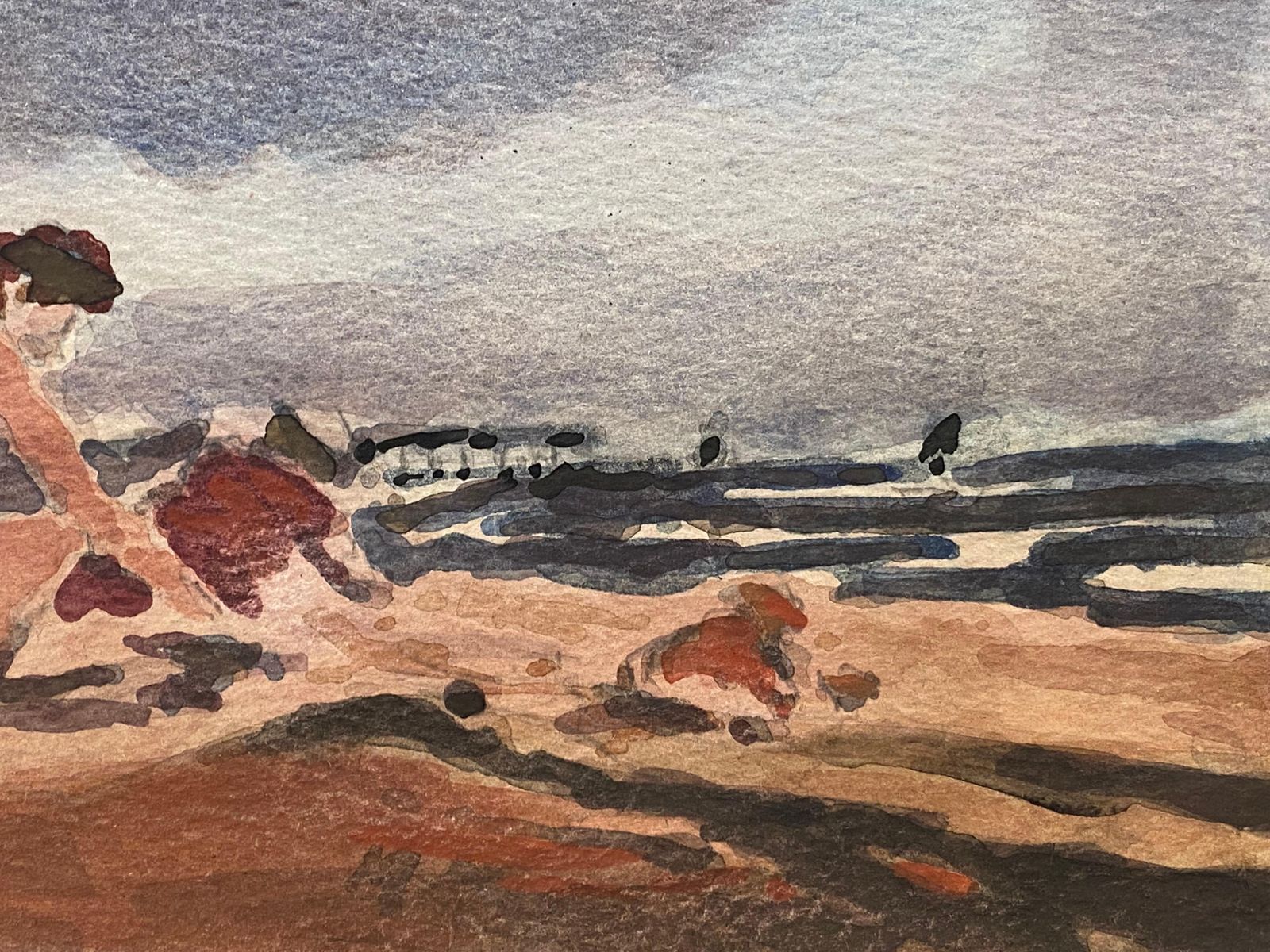 Unknownmaurice Mazeilie French Impressionist Signed Watercolour, Figure On Cloudy Beach20th Century photo for sale