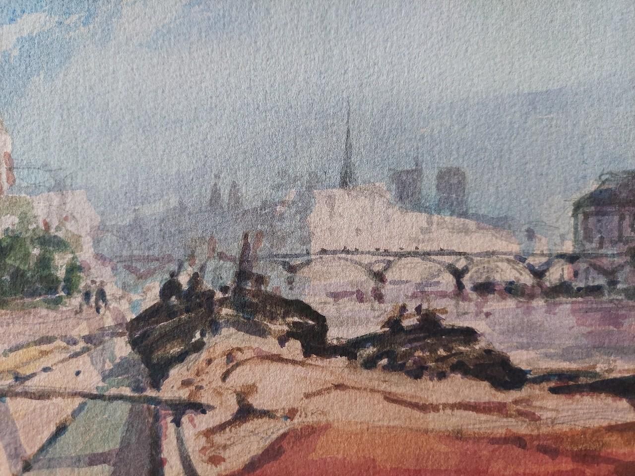 Maurice Mazeiliefrench Modernist Cubist Painting Parisian Panorama Of The Seine20th Century photo Art