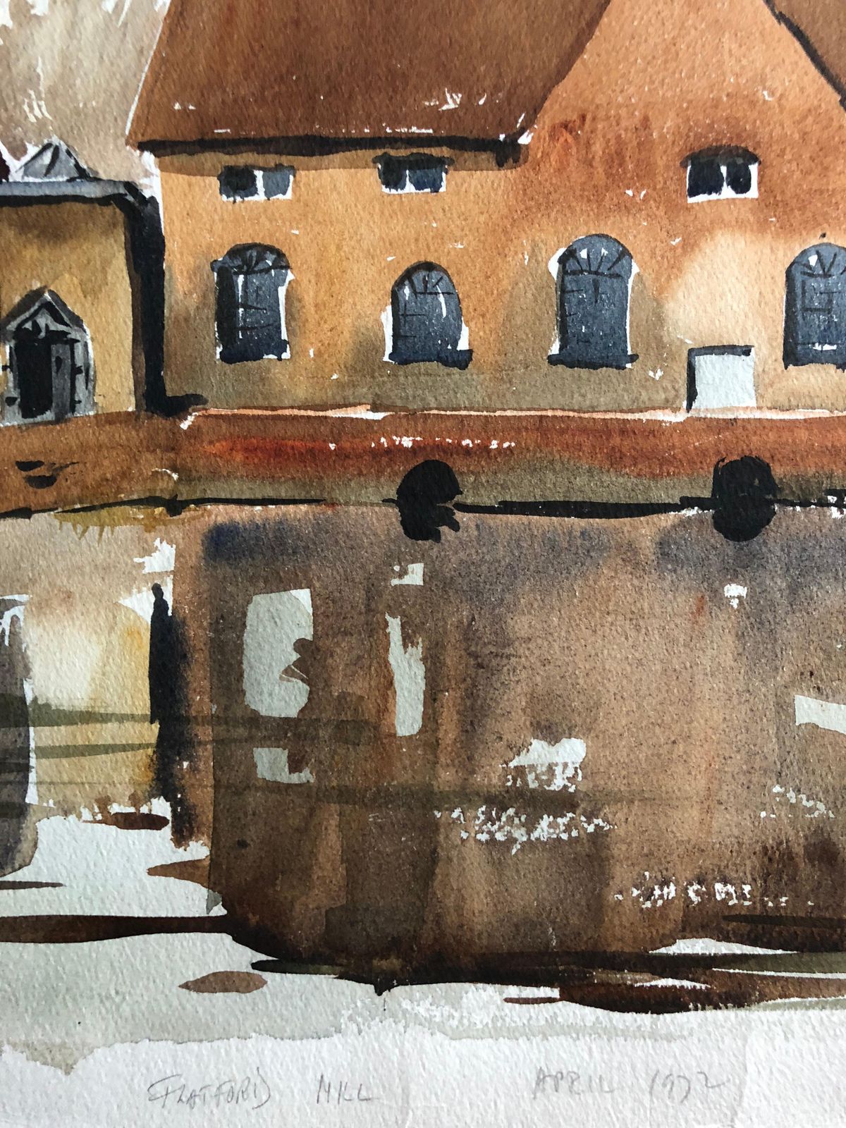 Unknowntrafford Mill, Original British Watercolour Paintingcirca 1972 photo furniture
