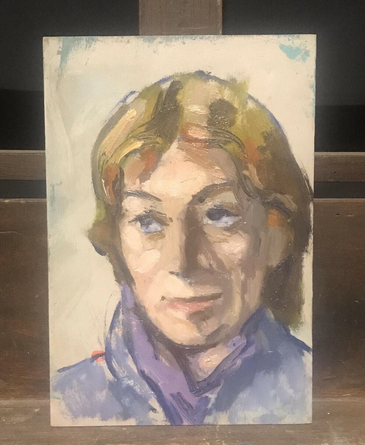 Akos Biroakos Biro Expressionist Oil, Portrait In Deep Thoughtcirca 1950s photo furniture