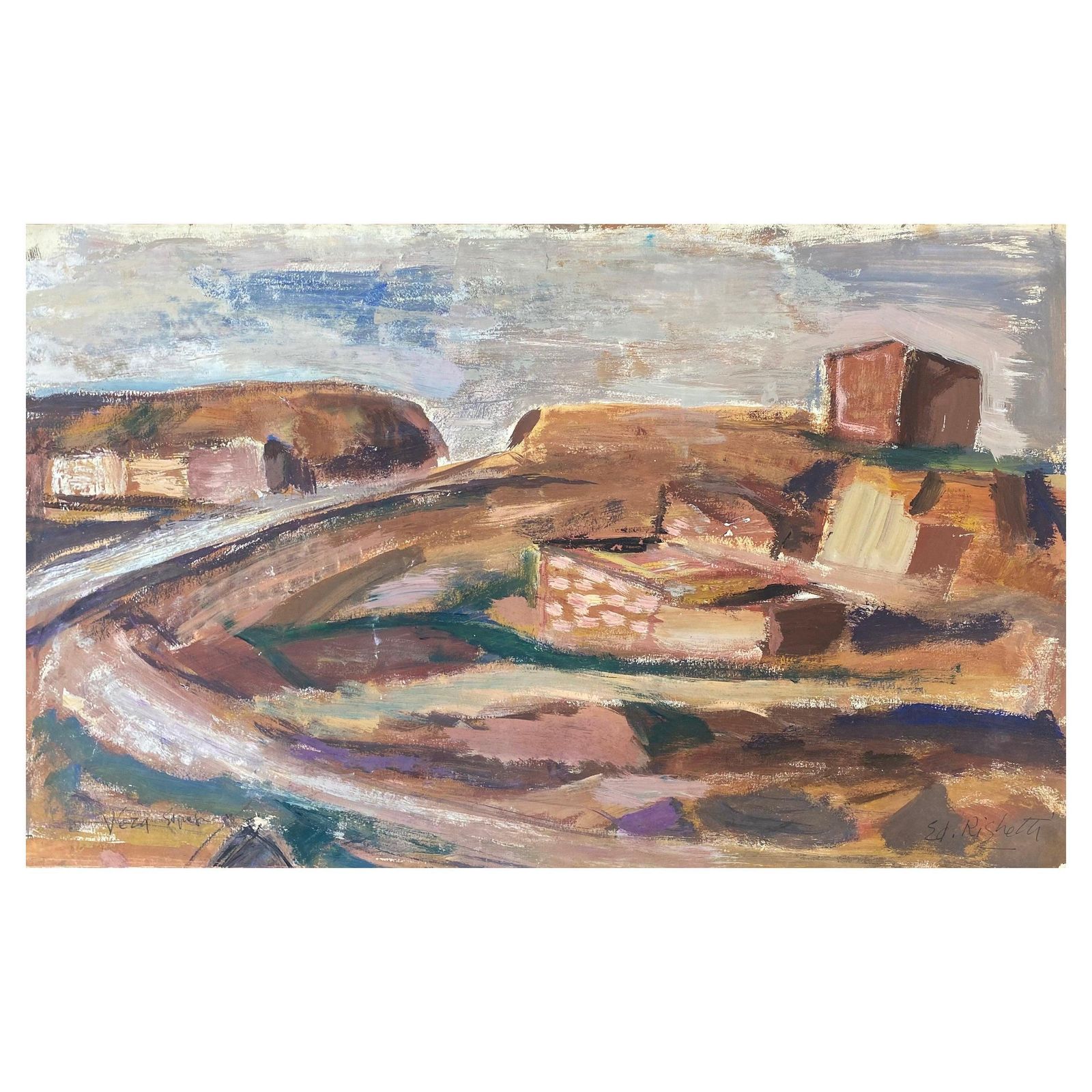 Unknownmid Century French Post Impressionist Painting, Desert Landscape1950