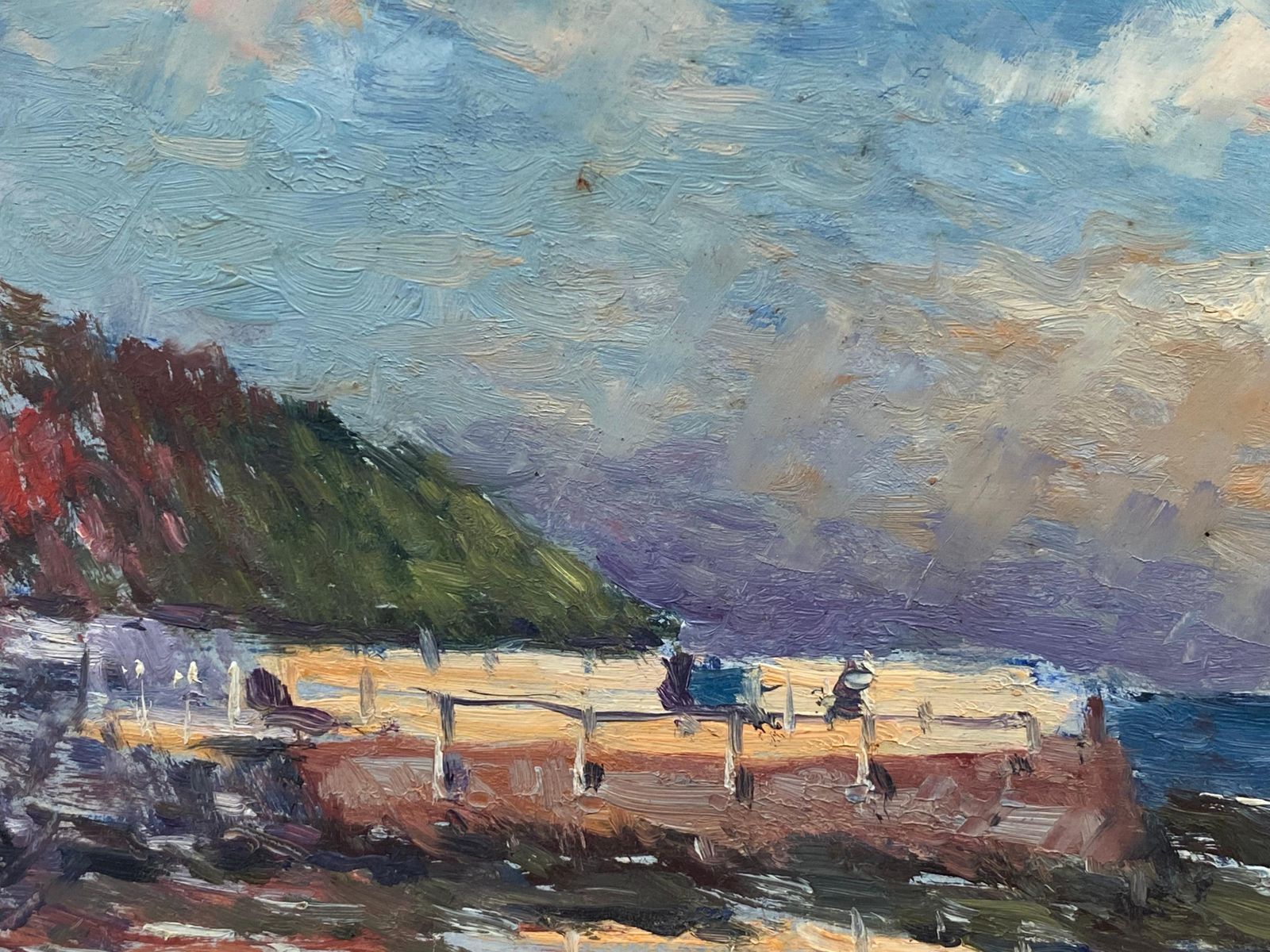 Unknownfrench Impressionist Oil Landscape, Beautiful Ocean Beach California20th Century photo furniture