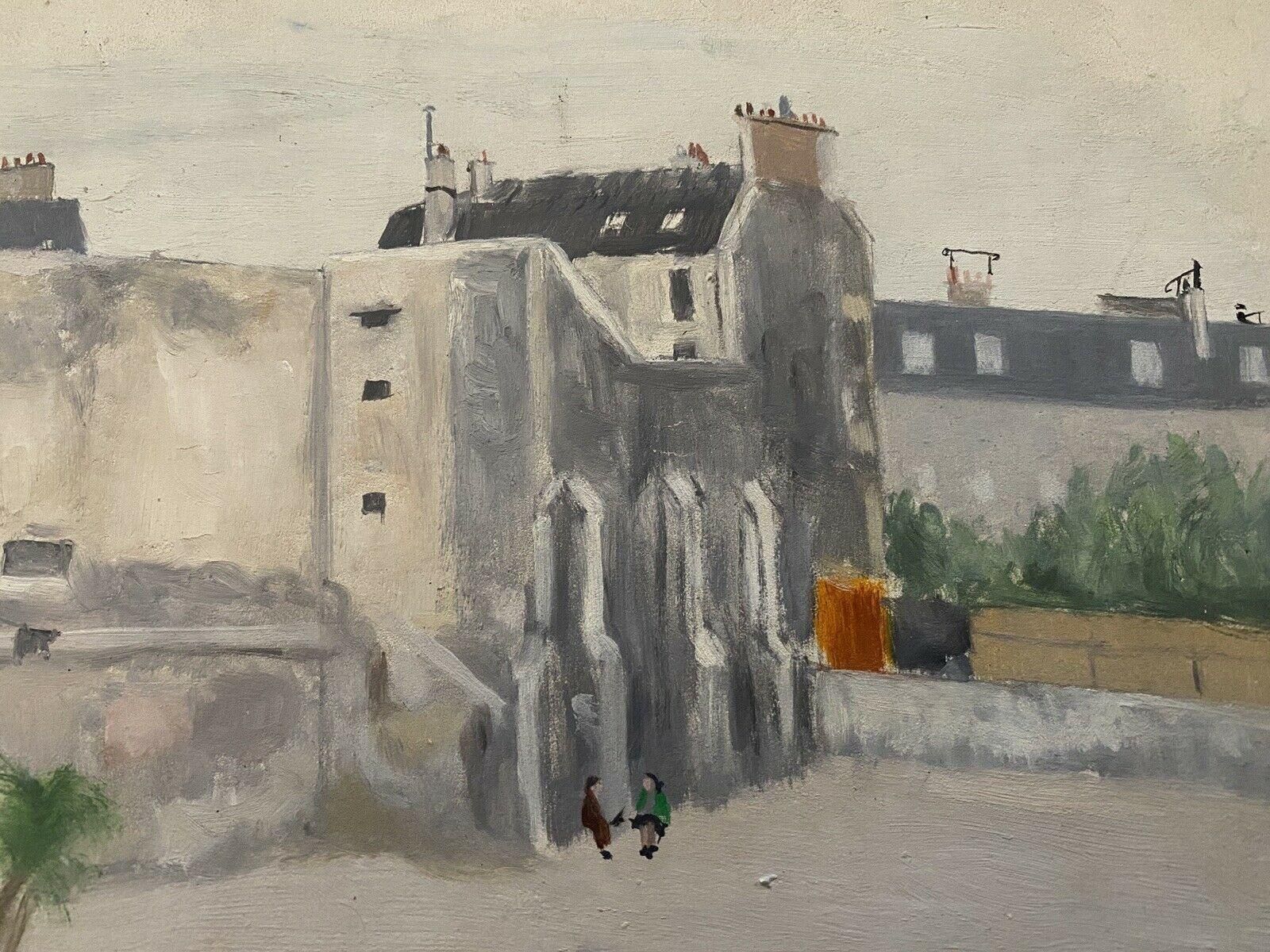 Unknowngenevieve Zondervan '1922 2013' French Oil Painting, Old City Buildings & Figscirca 1990s photo for sale