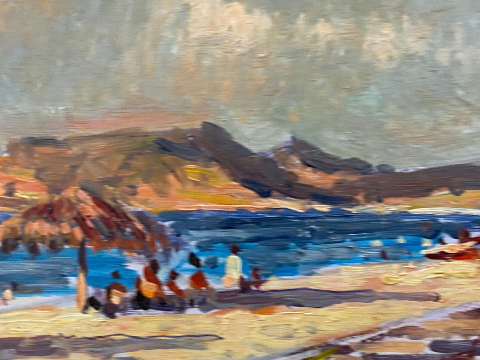 Unknownfrench Impressionist En Plein Air Oil Painting, Coastal Scene With Figures20th Century photo 612.0