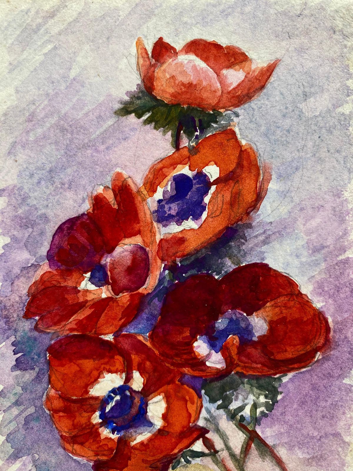 Unknownearly 1900's French Impressionist Signed Flower Watercolour By Marie Carreaucirca 1900s photo for sale