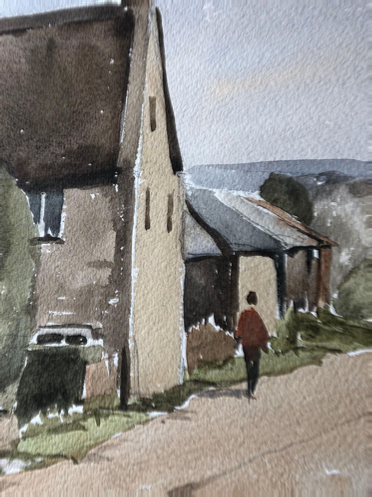 Unknowndinton Church, Original British Watercolour Paintingcirca 1982 photo 198.0