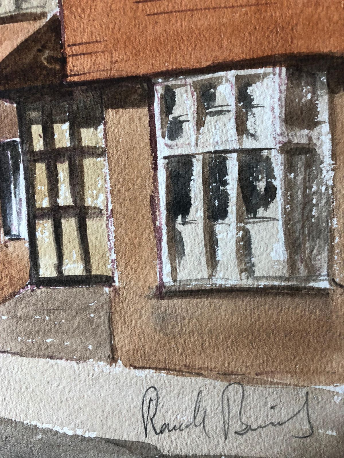 Unknownclock Tower, English Town, Signed Original British Watercolour Paintingcirca 1970s photo furniture