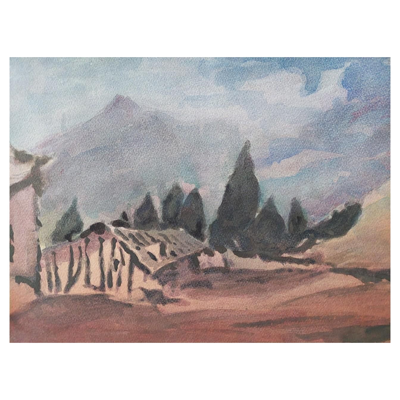 Maurice Mazeiliefrench Modernist Cubist Painting Provence Mountains20th Century
