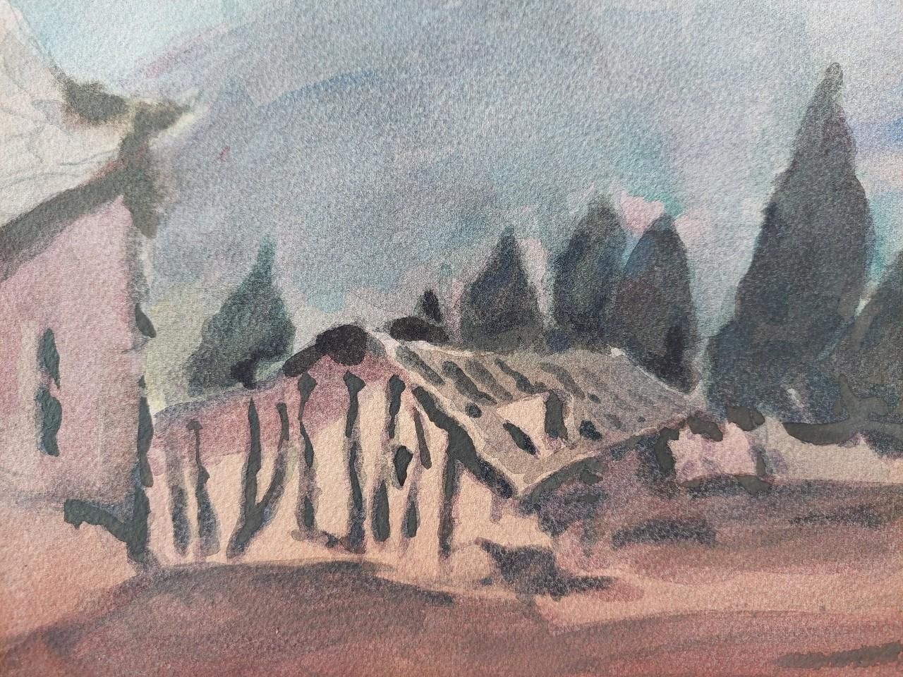 Maurice Mazeiliefrench Modernist Cubist Painting Provence Mountains20th Century photo Art