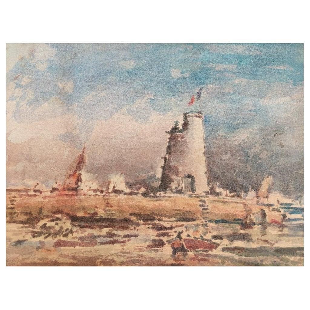 Maurice Mazeiliefrench Modernist Cubist Painting Brittany Coastal Scene