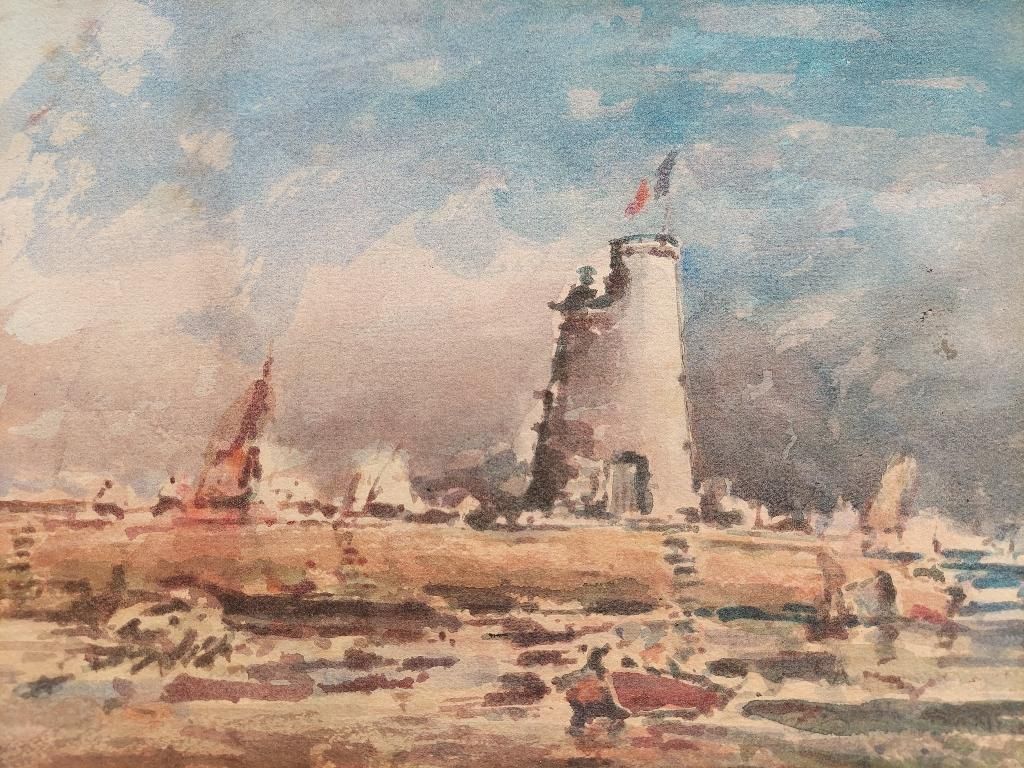 Maurice Mazeiliefrench Modernist Cubist Painting Brittany Coastal Scene photo for sale
