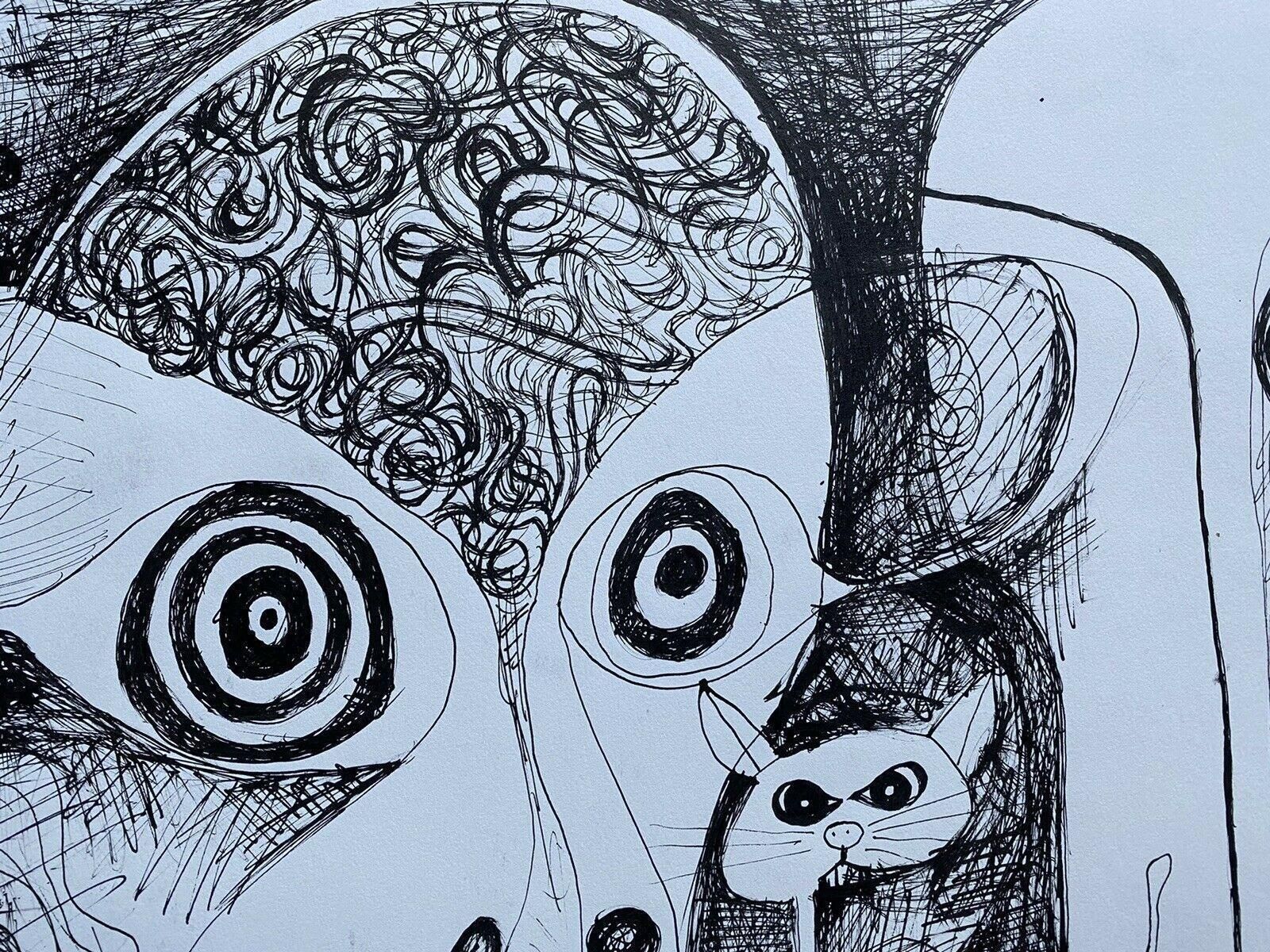 Unknownclaude Lagouche Orignal 1970's French Psychedelic Abstract Drawingcirca 1960s photo for sale