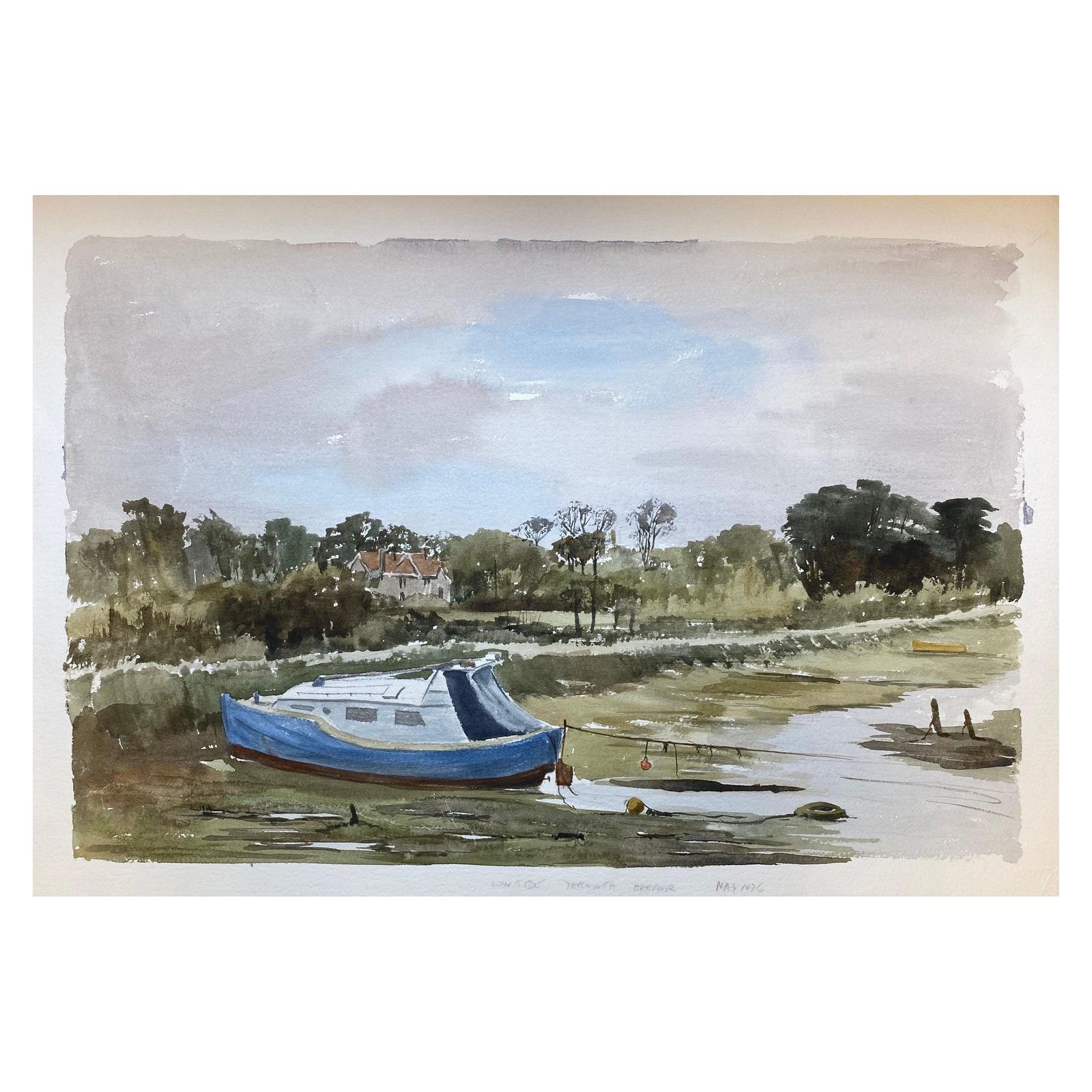 Unknownlow Tide Yarmouth Harbour, Original British Watercolour Paintingcirca 1970s