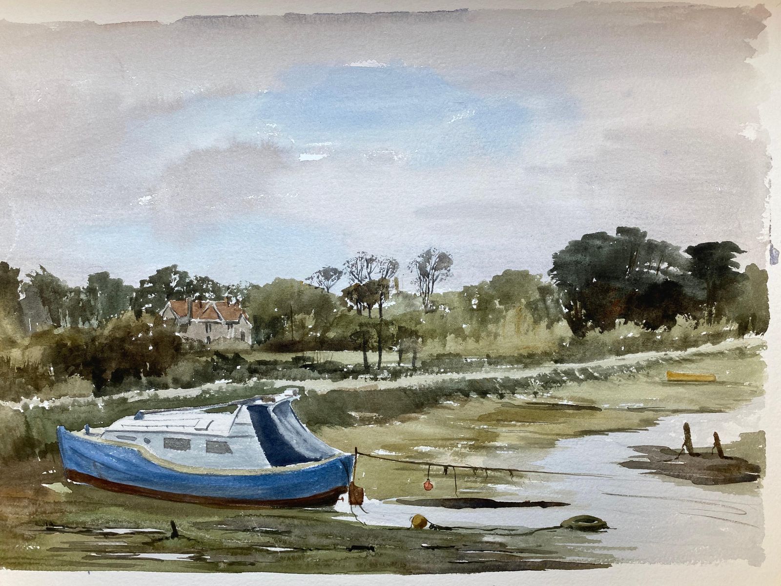 Unknownlow Tide Yarmouth Harbour, Original British Watercolour Paintingcirca 1970s photo furniture