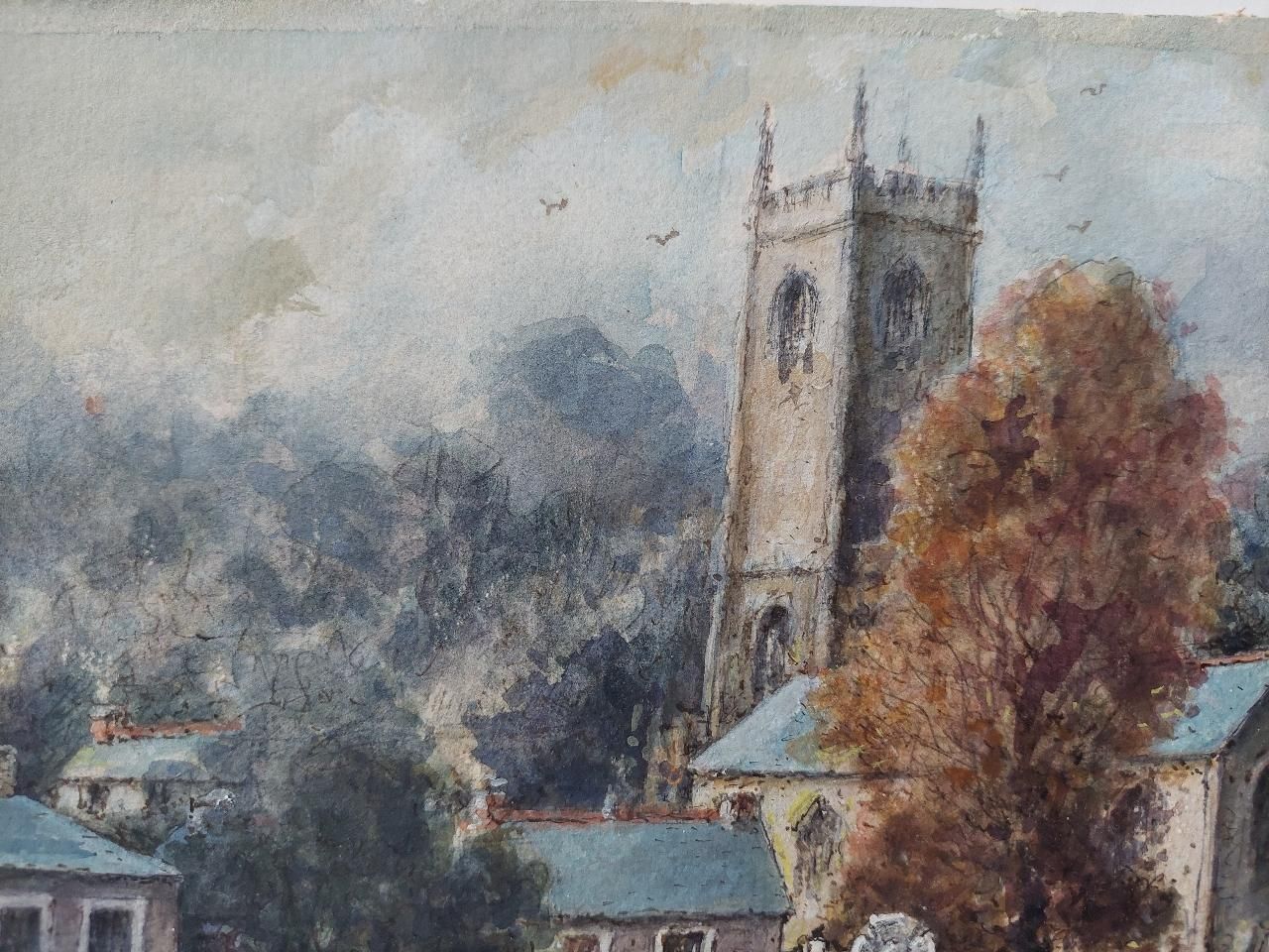 English  Schooltraditional English Painting Church And Figures At Altarnun, Cornish School20th Century photo 483.0