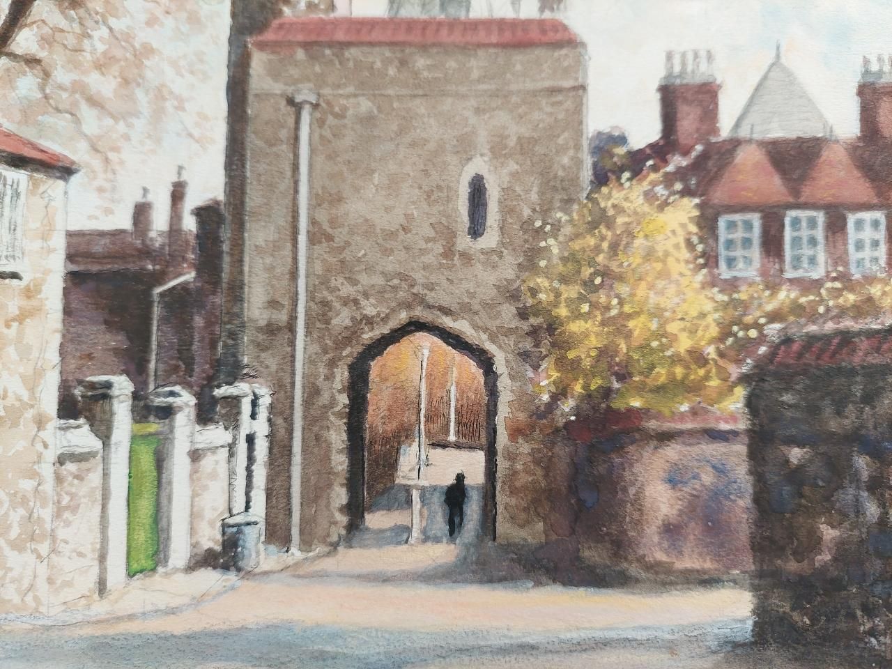 English  School20th Century Traditional English Painting Rochester Cathedral Priory Gate, Kent20th Century photo vinterior