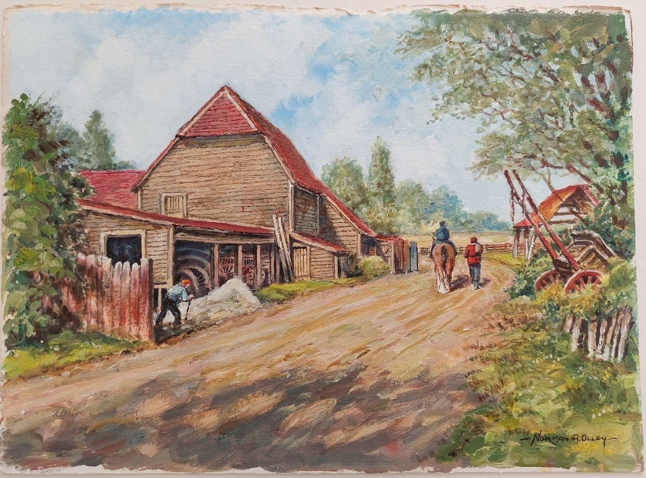 English  School20th Century Traditional English Painting A Farm In Claygate, Surrey20th Century photo furniture