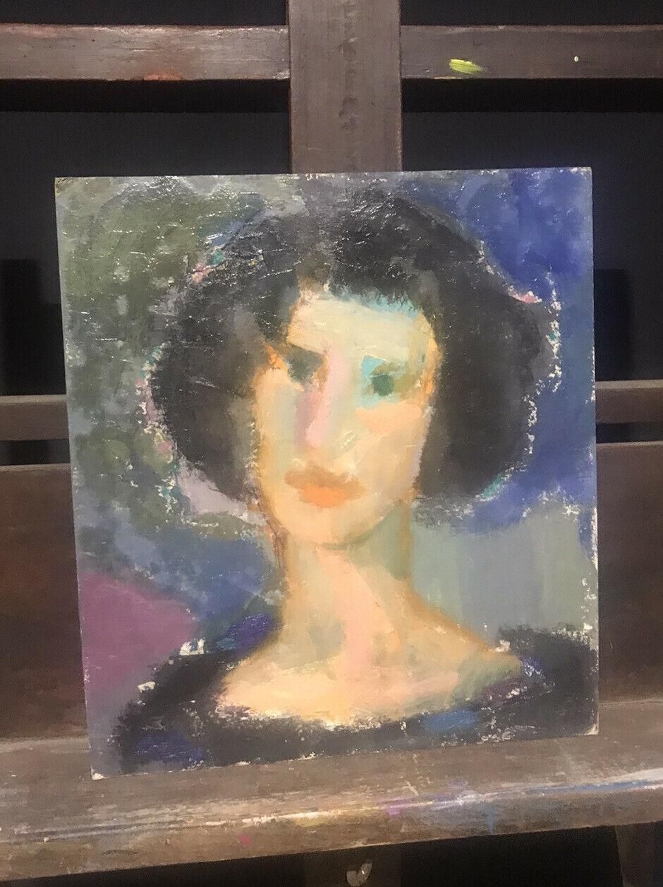 Akos Biroakos Biro French Expressionist Oil, Portrait Of Womancirca 1950s photo for sale