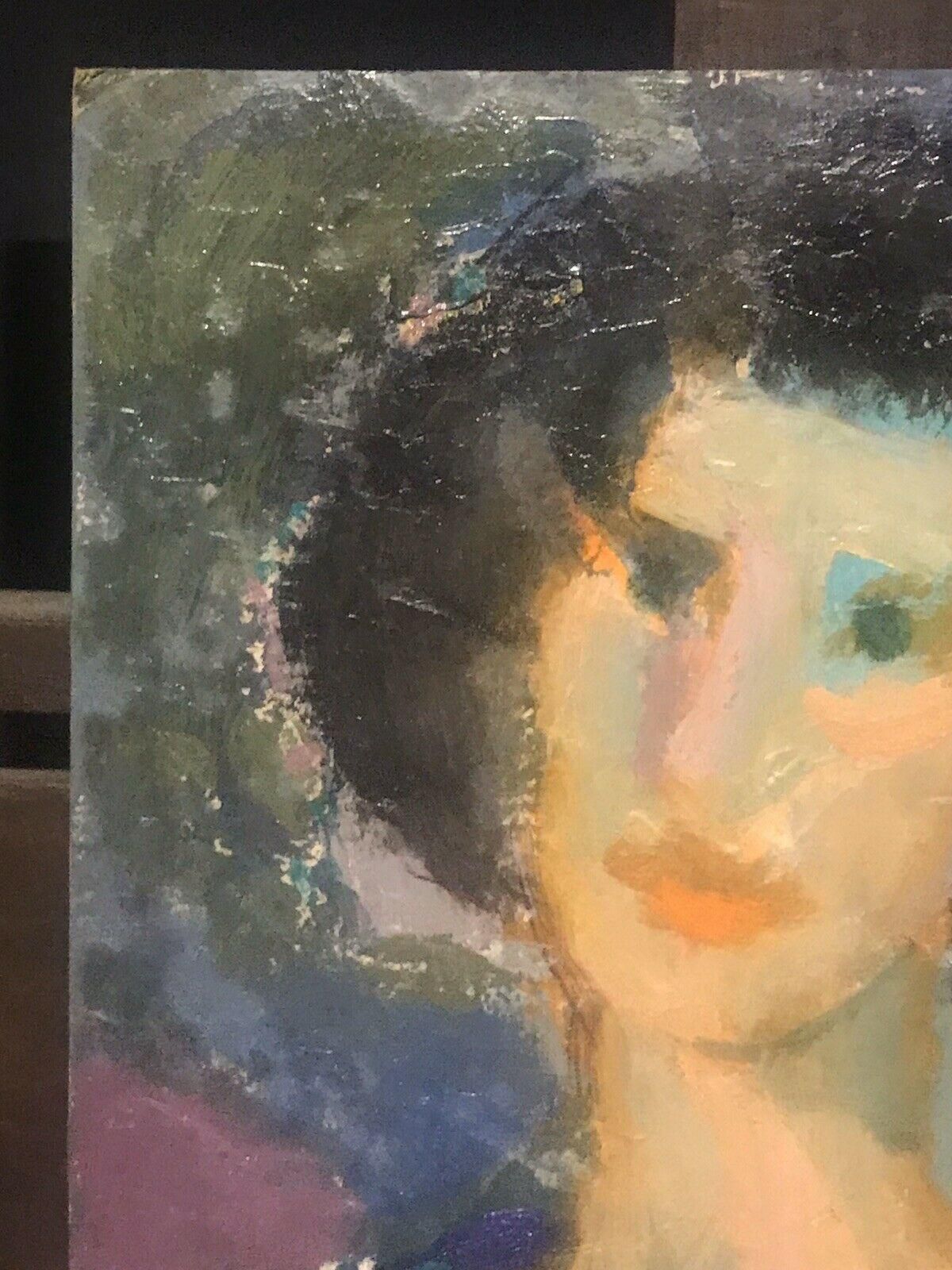Akos Biroakos Biro French Expressionist Oil, Portrait Of Womancirca 1950s photo vintage