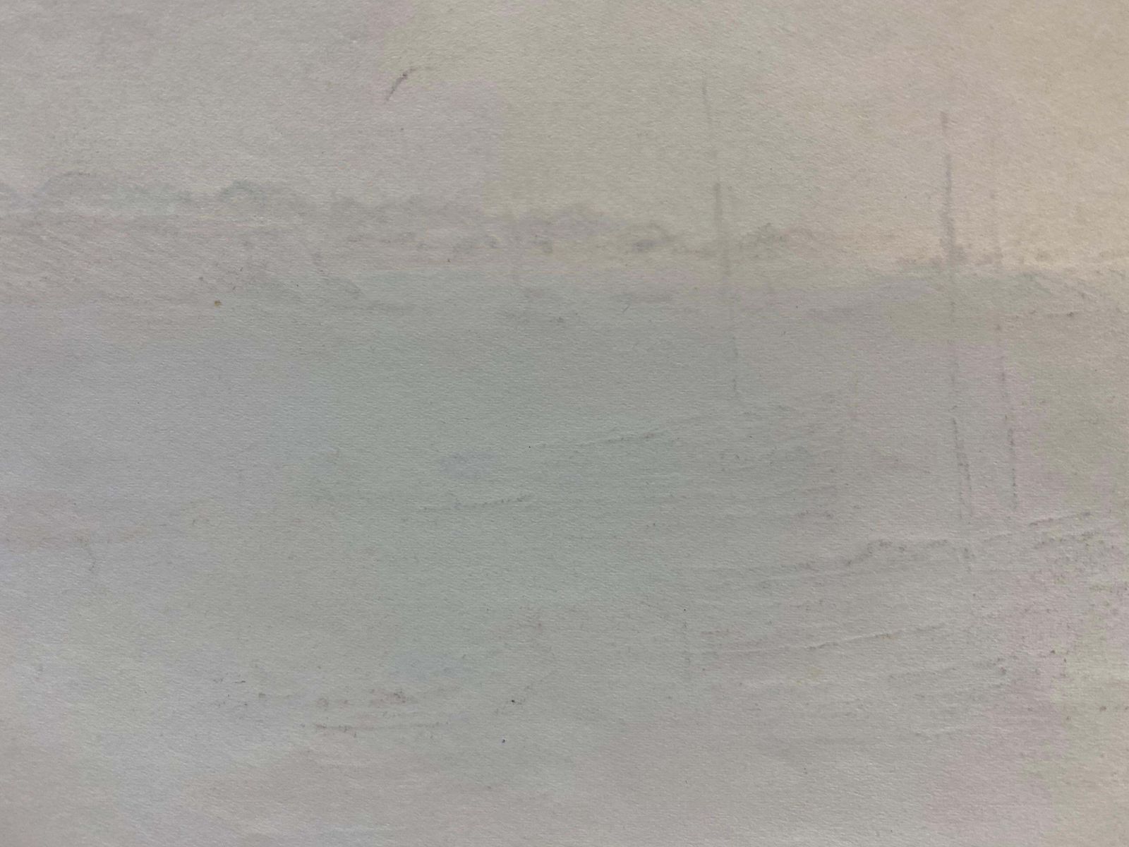 Unknownsailing Boats Moored At Sea, French Signed Impressionist Crayon Drawingcirca 1940s photo 357.0