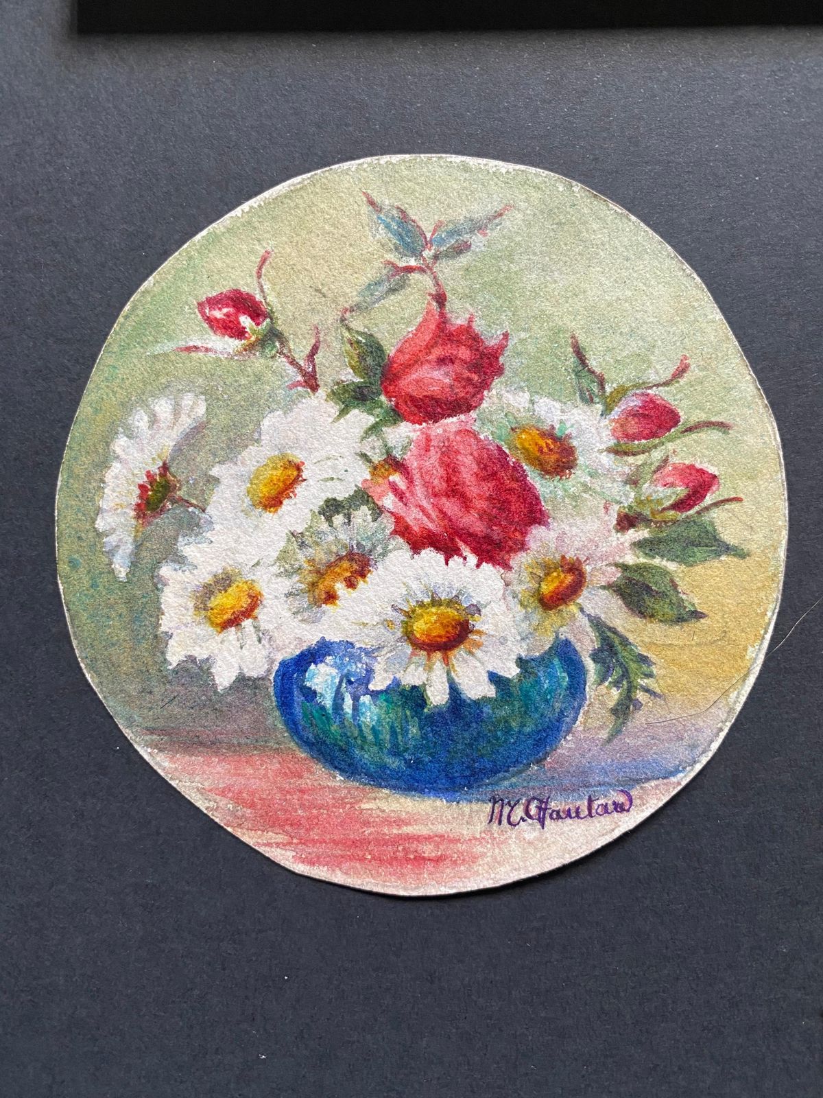 Unknown3 X 1900's French Impressionist Signed Flower Watercolours By Marie Carreaucirca 1900s photo for sale
