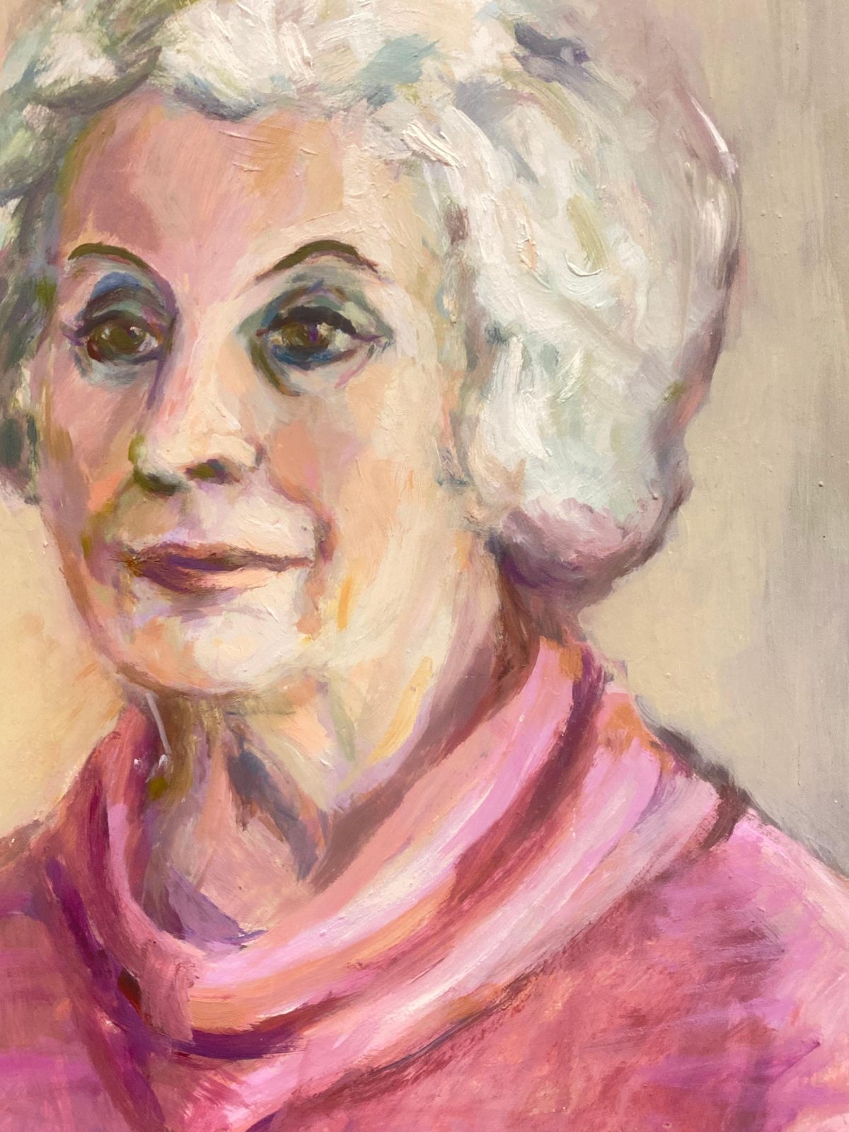 Unknown1960's British Original Oil Painting, Portrait Of A Lady In Pinkcirca 1960s photo Art