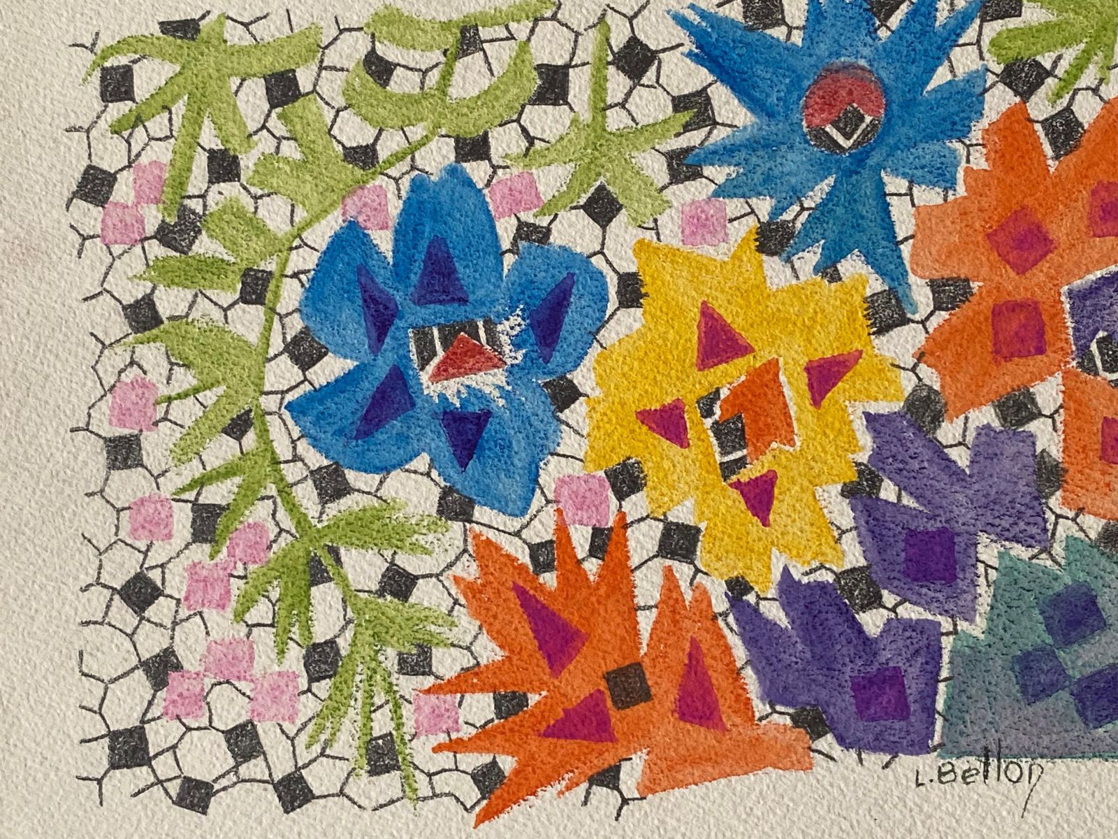 Unknown1940's French Post Impressionist Artist Abstract Artwork Design Originalcirca 1940s photo for sale