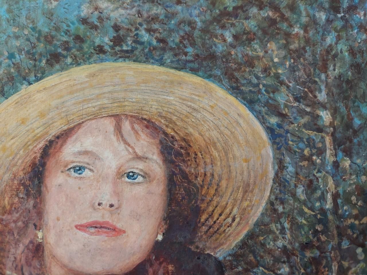 photo for sale English  Schooltraditional English Painting Portrait Of Girl With Auburn Hair In Surrey England20th Century