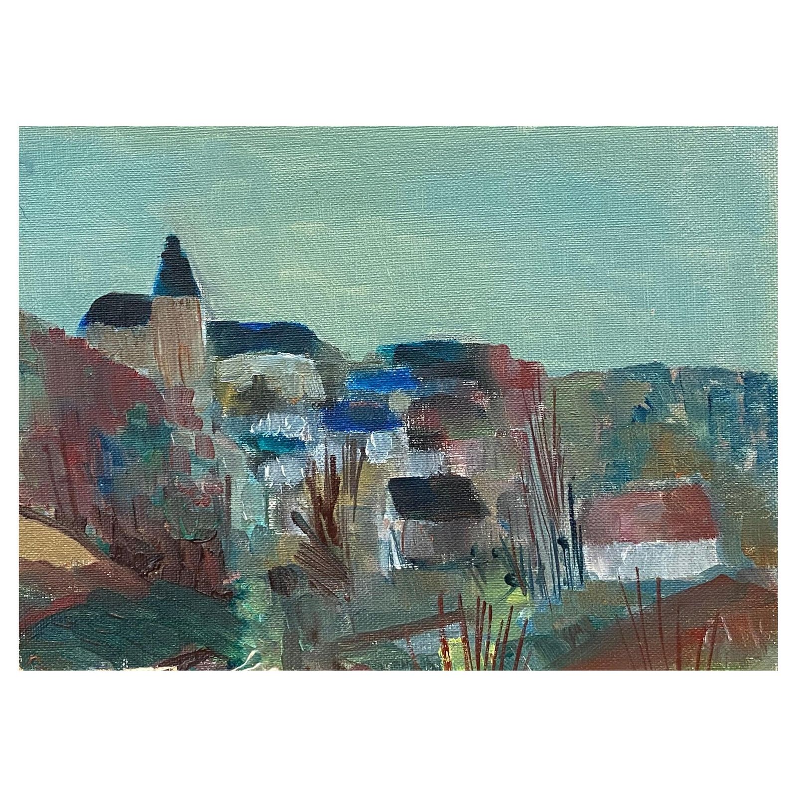 Unknown1950's French Modernist/Cubist Painting Signed, French Landscape20th Century