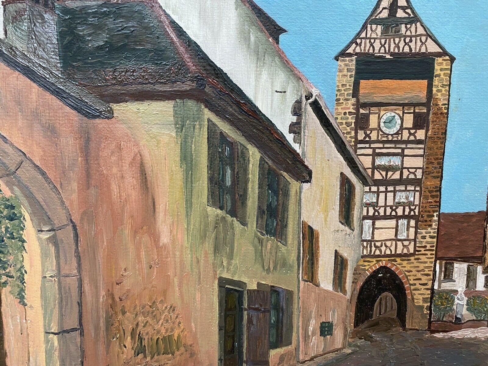 Unknownfernand Audet French Impressionist Oil, Old French Town Buildingsmid 20th Century photo for sale