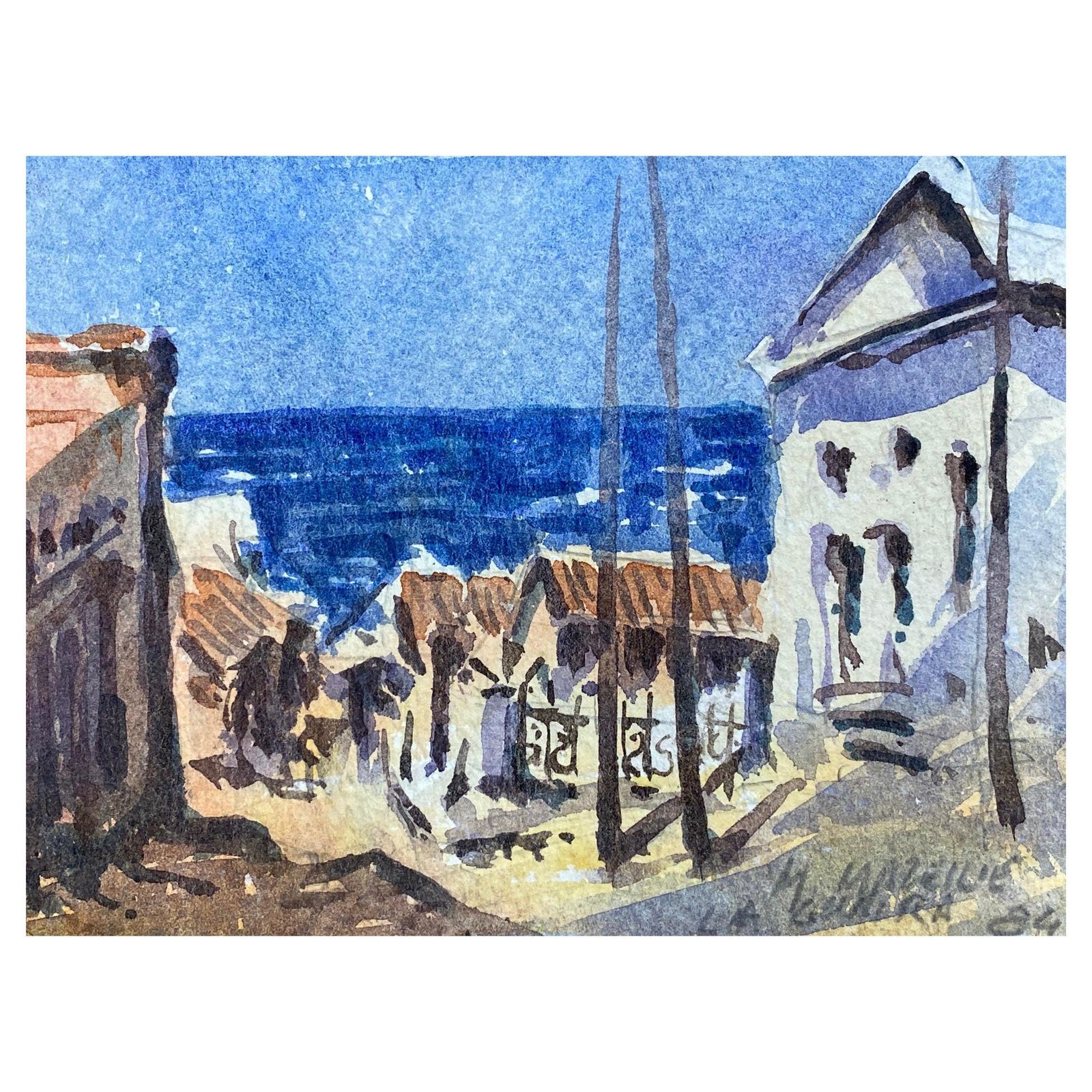 Unknownmaurice Mazeilie, French Impressionist Watercolour, Blue French Landscape20th Century
