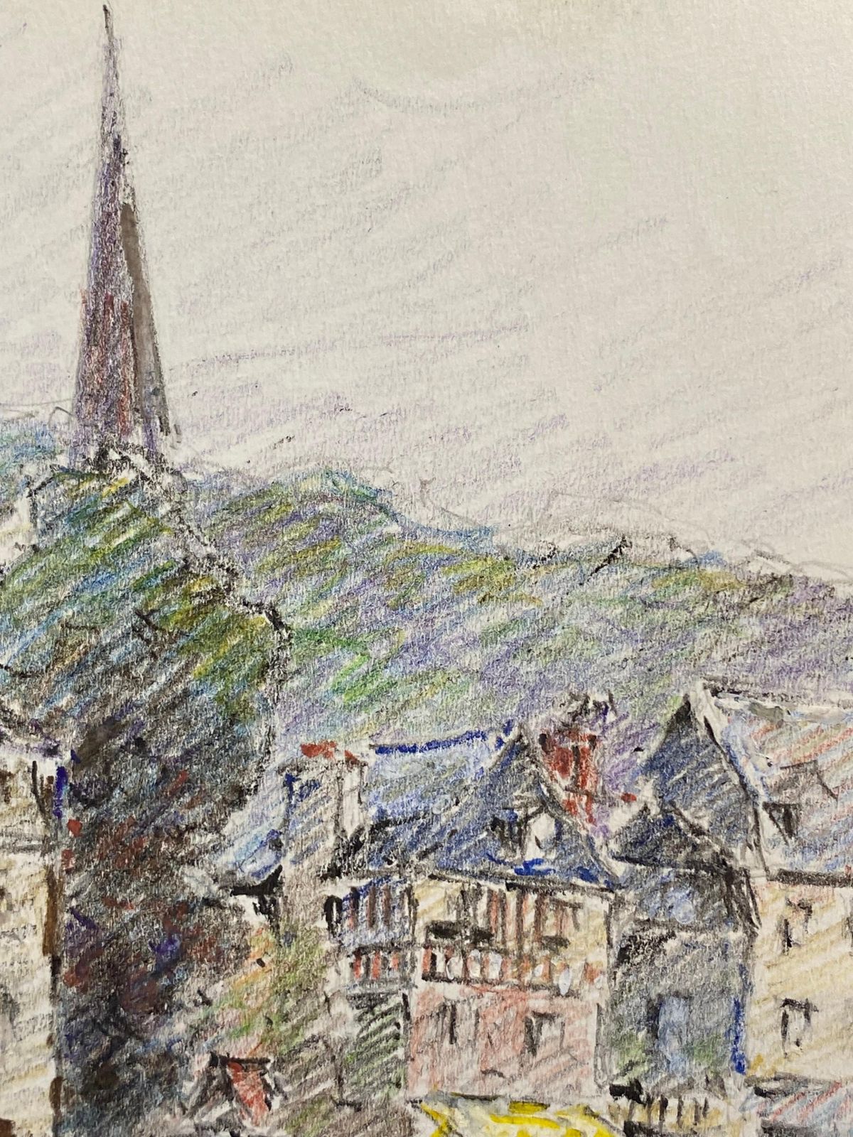 Unknownantique French Signed Impressionist Crayon Drawing Boats In Honfleur Harbour photo 402.0