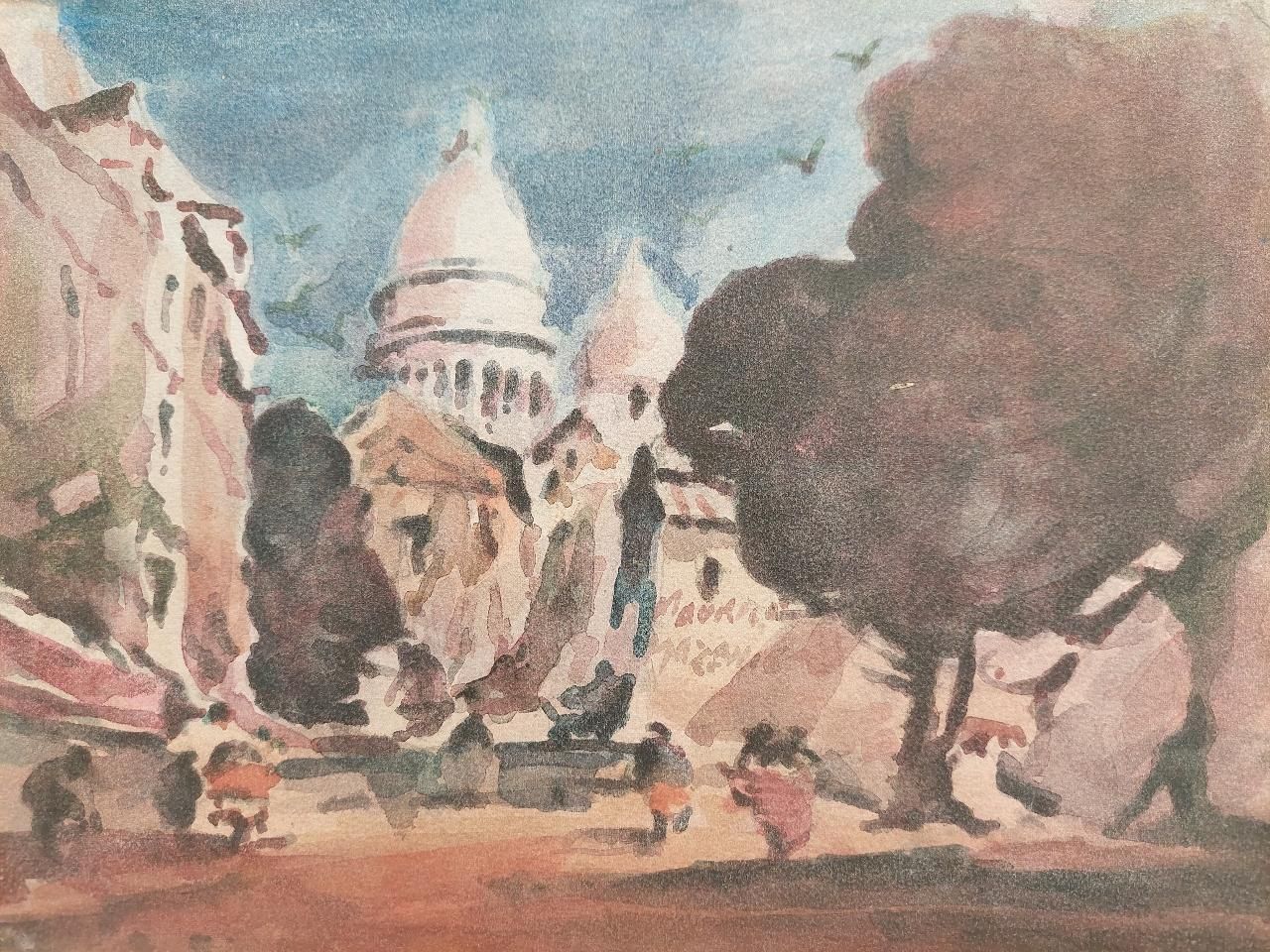 Maurice Mazeiliefrench Modernist Cubist Painting Sacre Coeur In Paris21st Century photo for sale