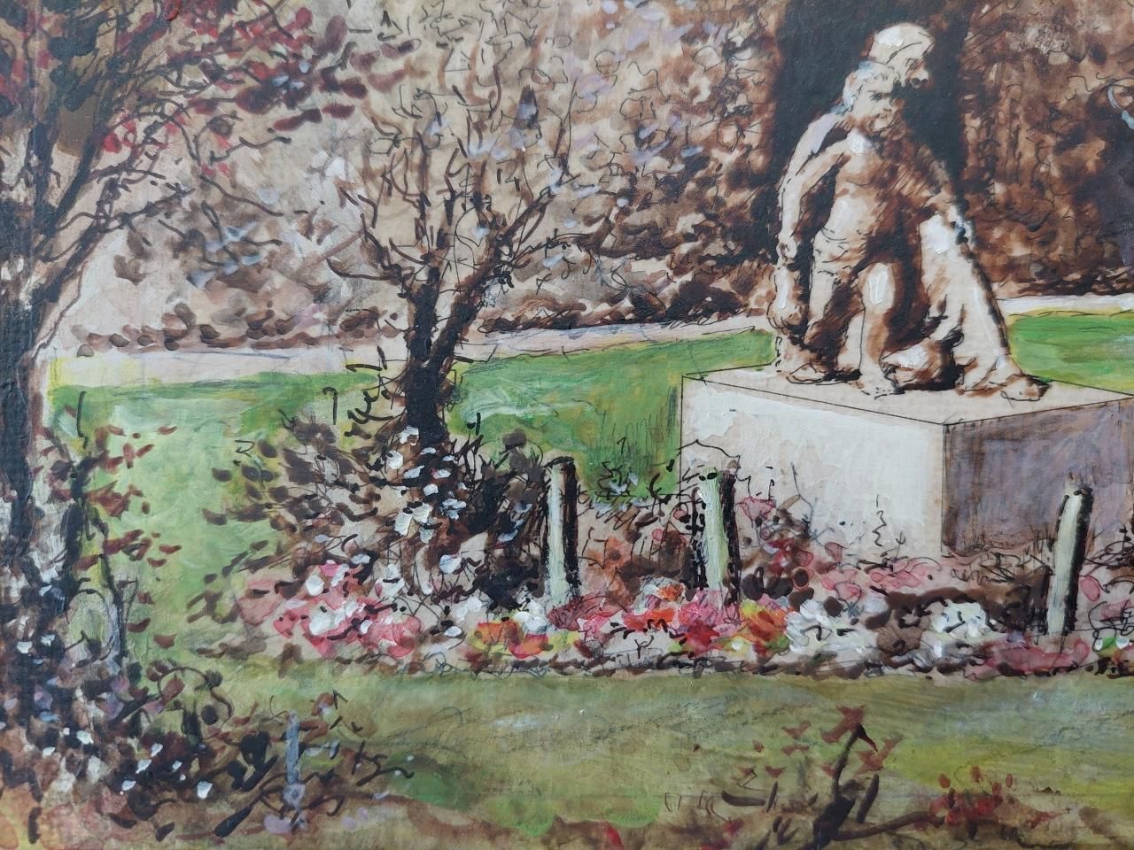 English  Schooltraditional English Painting Statue Of Mary And Christ, Rochester, Kent20th Century photo 483.0