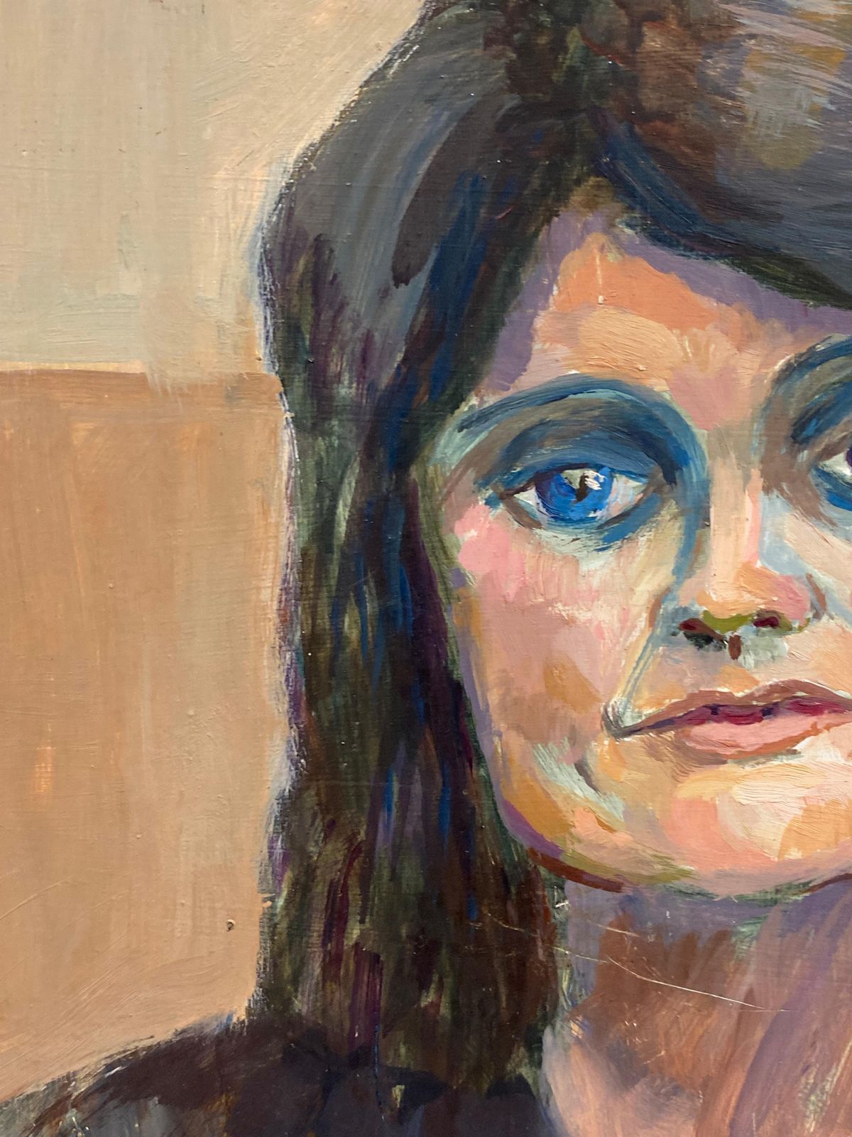 Unknownlarge 1960's British Portrait Of The Lady With Blue Eyes Original Oil Paintingcirca 1960s photo Art