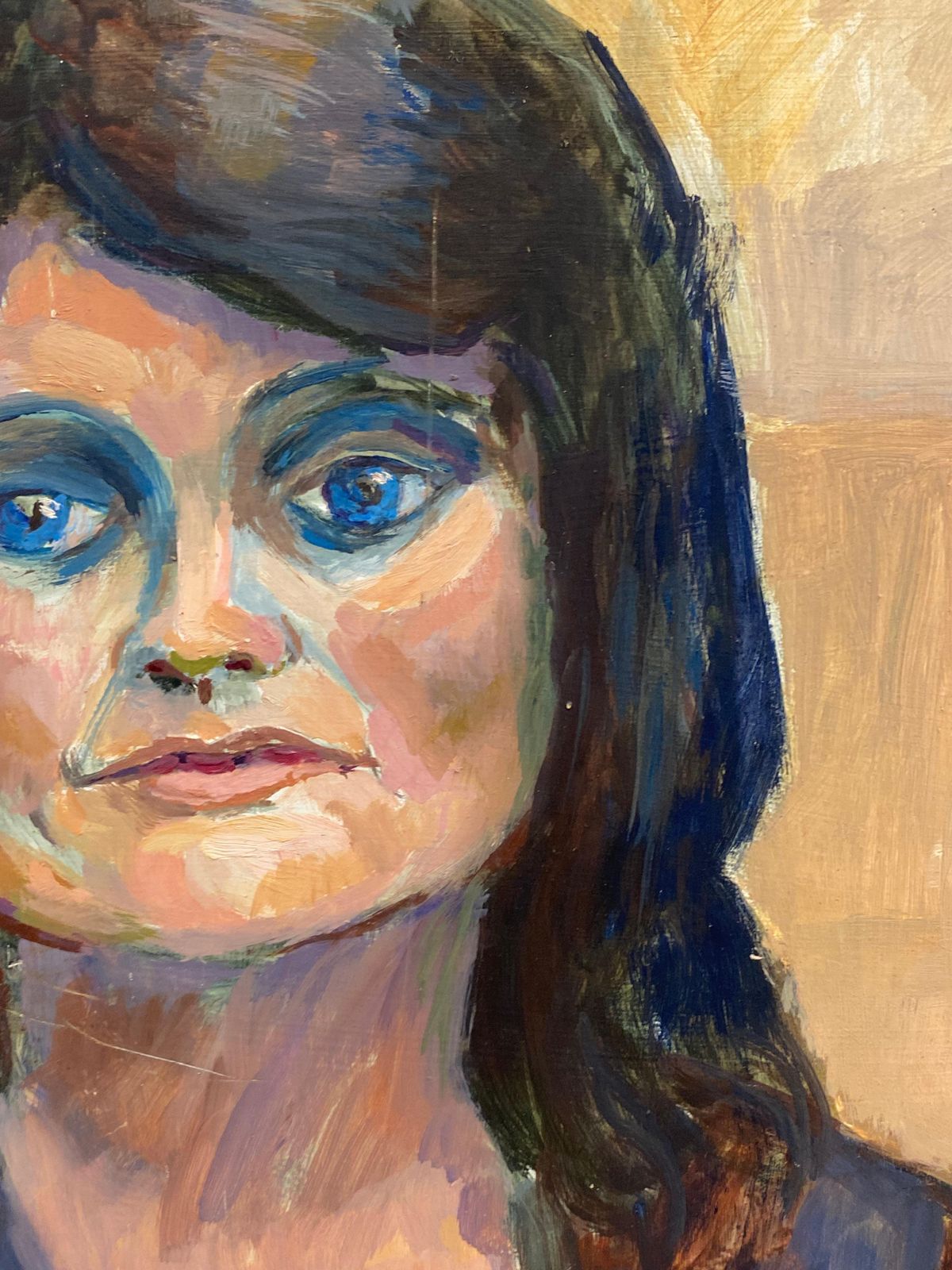 Unknownlarge 1960's British Portrait Of The Lady With Blue Eyes Original Oil Paintingcirca 1960s photo 763.0