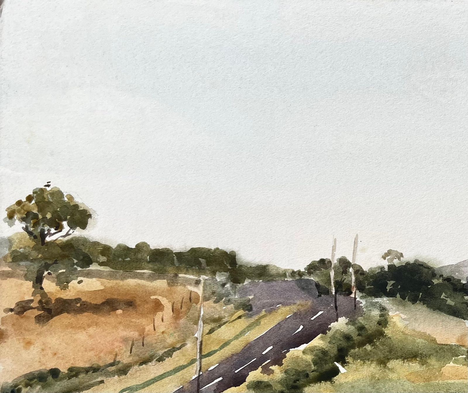Anthony Herbertwelsh Road And Hillside Summer Landscape North Wales 1976 Watercolour1976 photo for sale