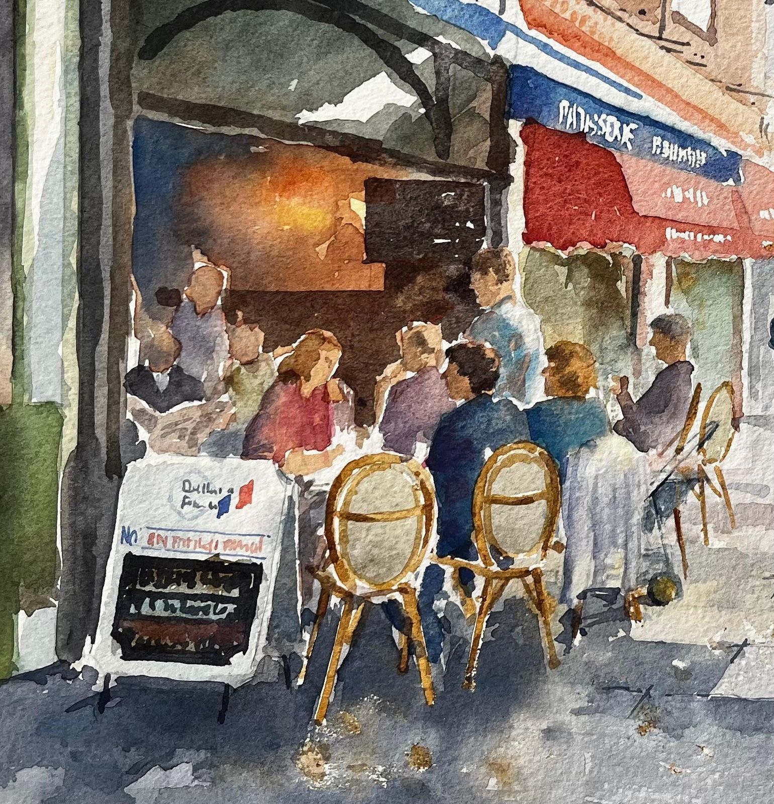 Anthony Herbertlondon Café Scene Delice De France With Diners And Red Awnings Street Study photo vintage
