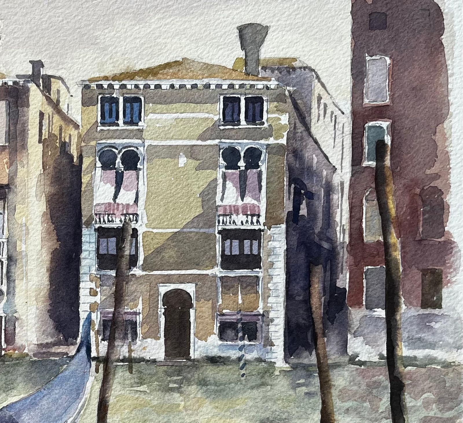 Anthony Herbertvenice Grand Canal Gondolas And Palazzos Original Watercolour Painting photo vinterior