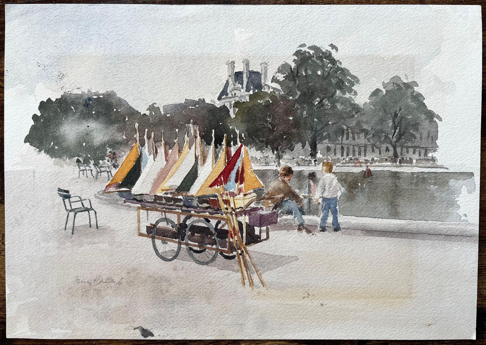 Anthony Herbertsailing Boats At The Jardin Du Luxembourg Paris With Figures By The Pond photo furniture