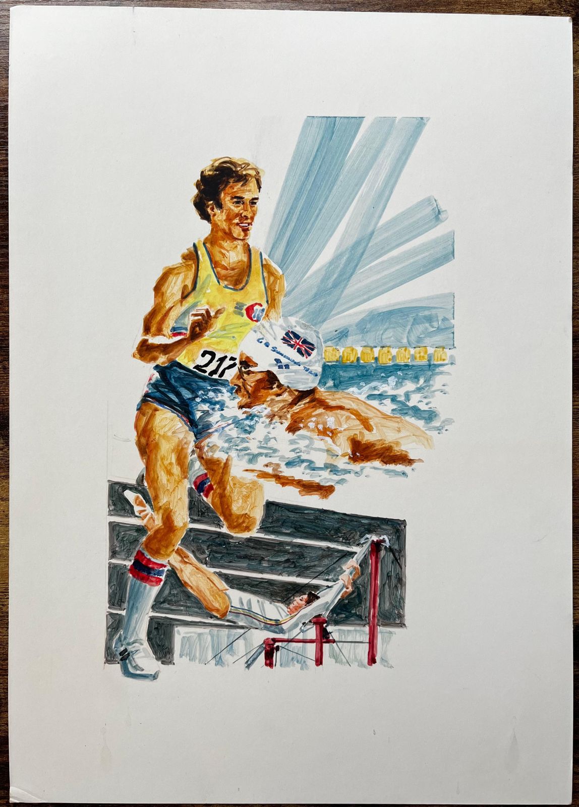 Anthony Herbertoriginal Sports Illustration Featuring Olympic Athletes In Action And Gb Swimmer photo furniture
