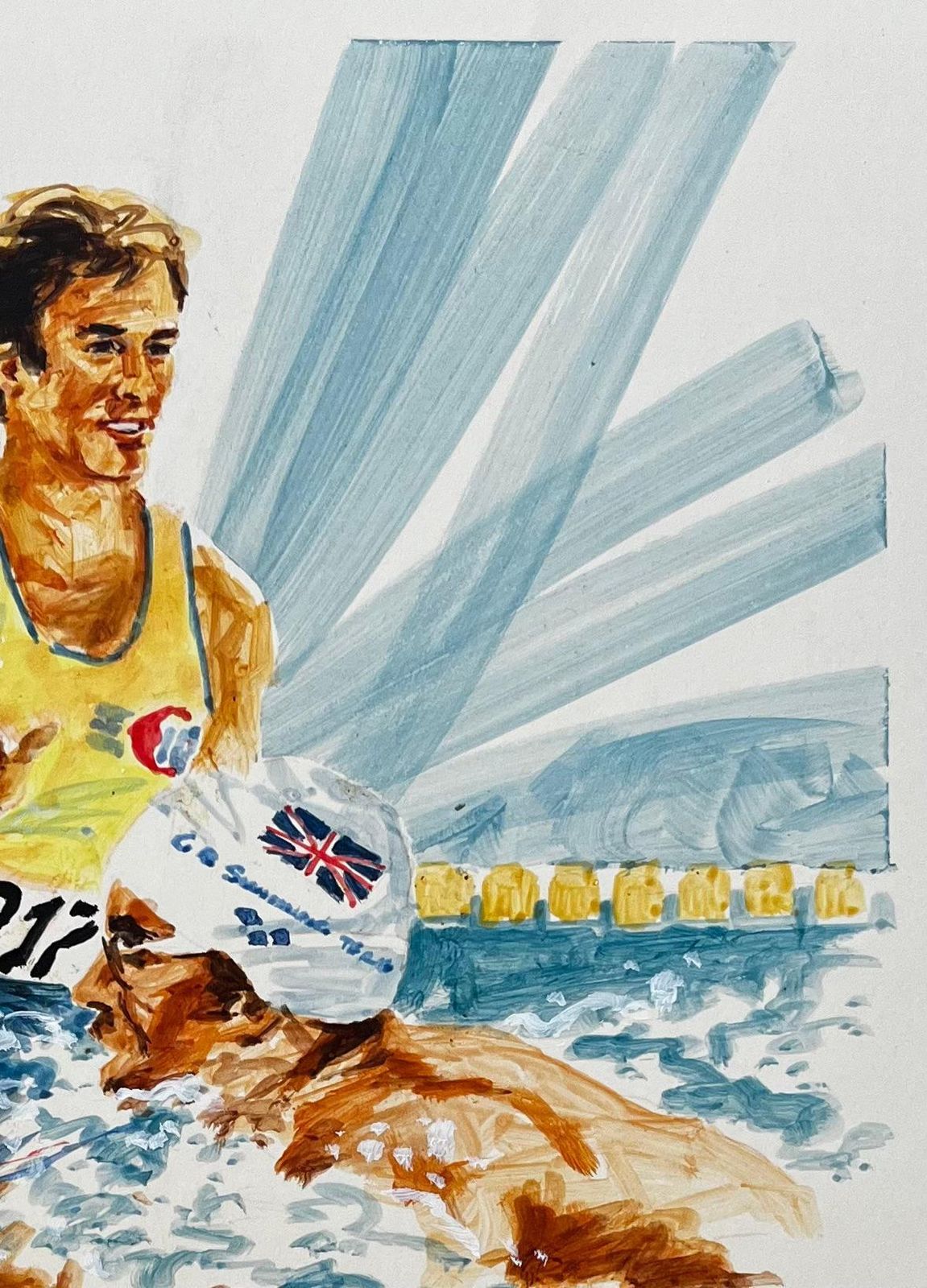 Anthony Herbertoriginal Sports Illustration Featuring Olympic Athletes In Action And Gb Swimmer photo Art