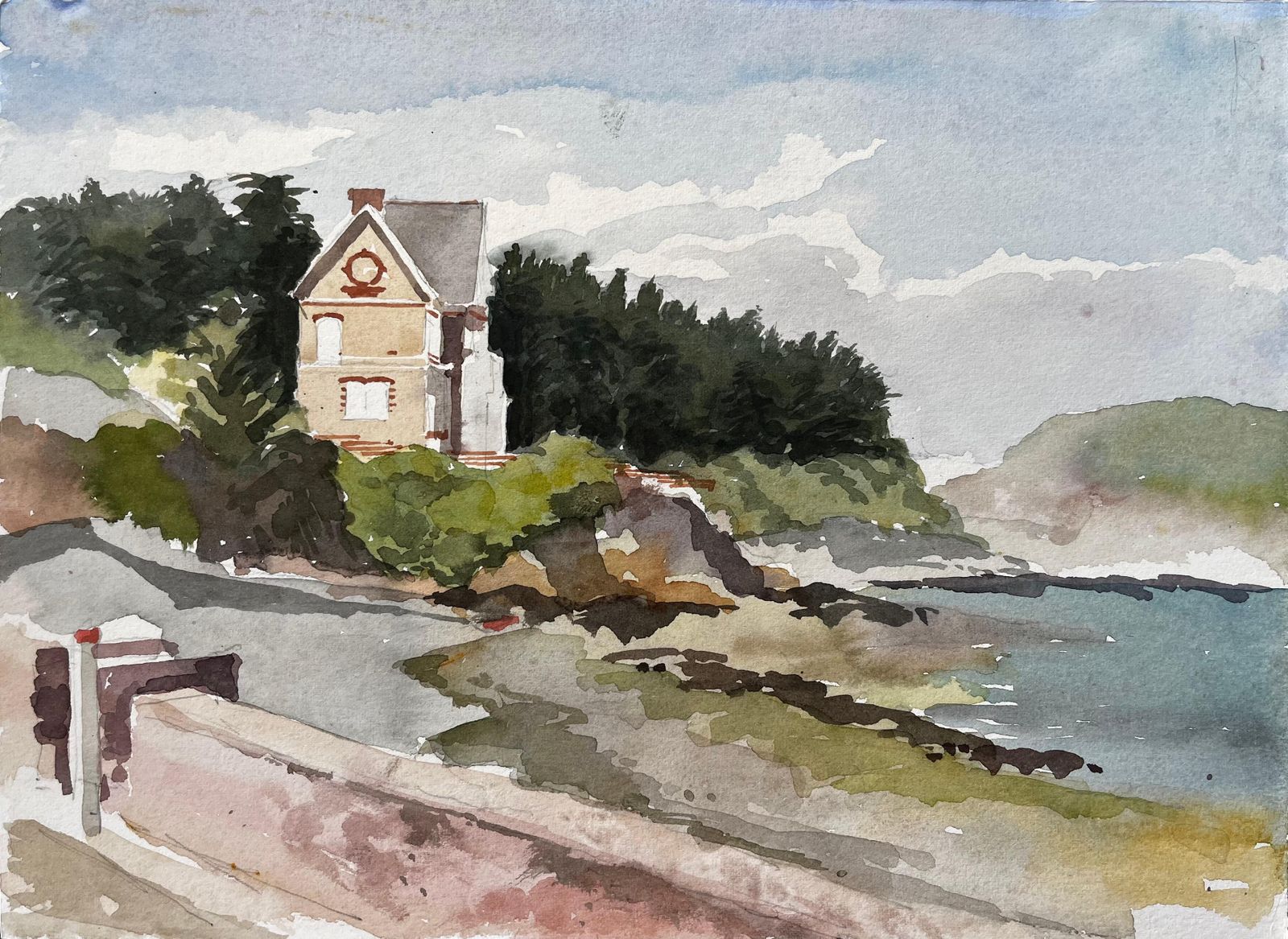Anthony Herberterquy Brittany Seaside Villa On Clifftop With Rocky Shoreline And Coastal Path1985