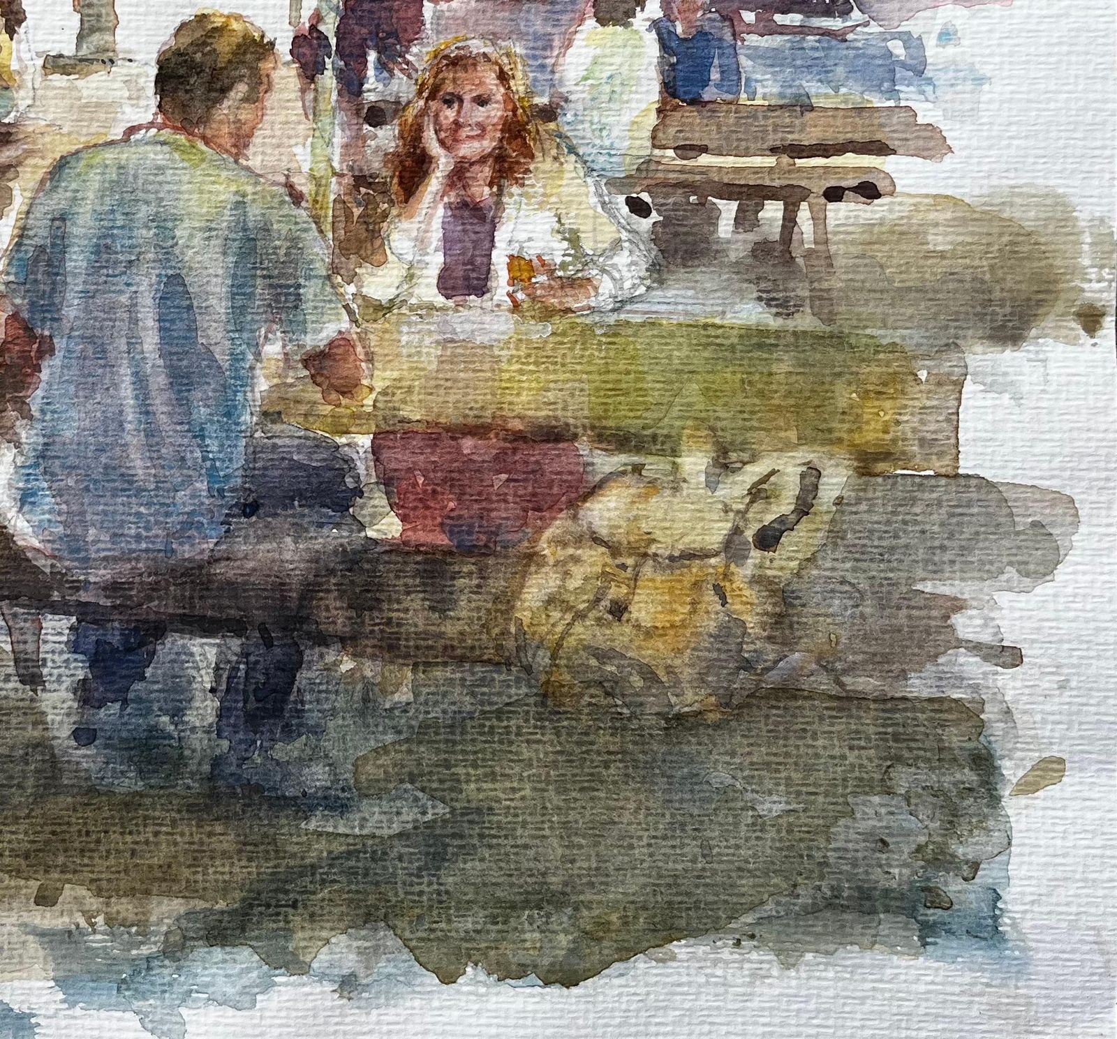 Anthony Herbertoutdoor Cafe Scene With Market Umbrellas And Wooden Picnic Benches photo 479.0