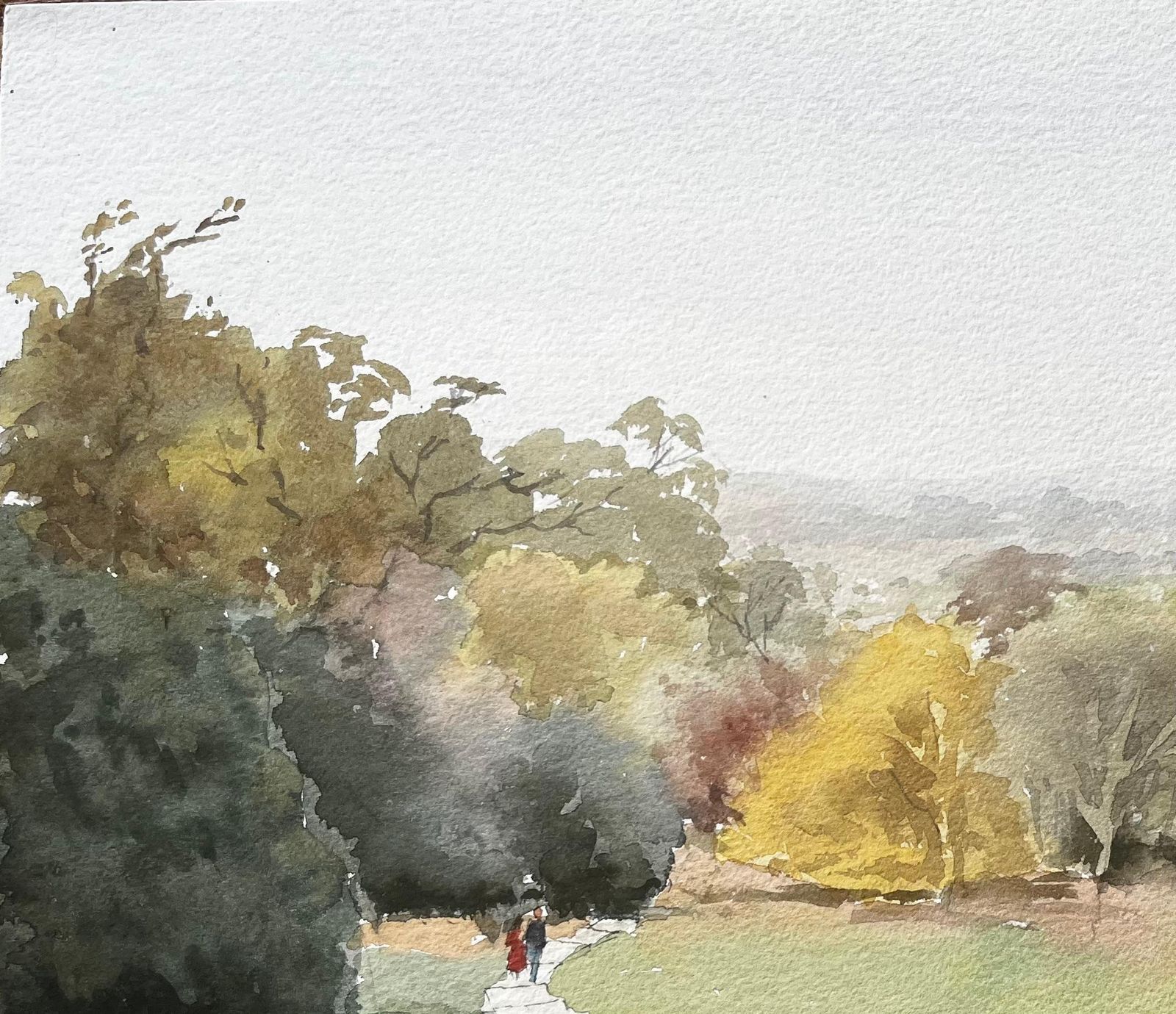 Anthony Herbertrichmond Park Landscape Painting View From Pembroke Lodge Autumn Trees photo vinterior
